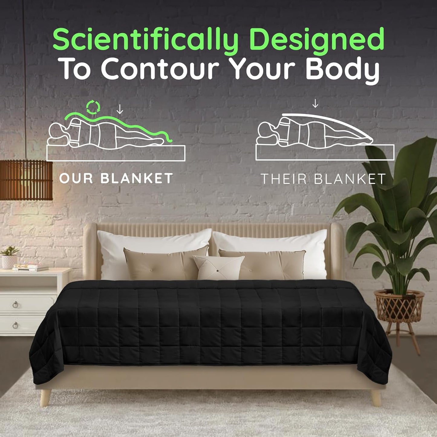 HomeSmart Weighted Blanket King Size 30lbs, Heavy Weight Blanket, Soft Breathable Fabric, Black