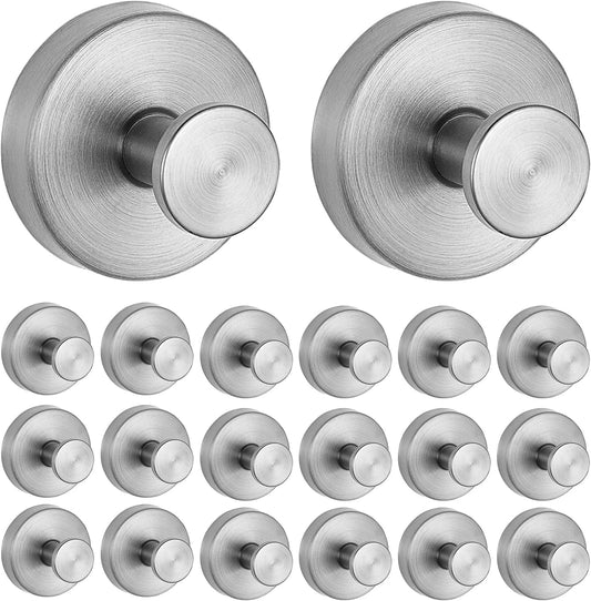 20 Pack Suction Cup Hooks for Shower, Suction Cup Towel Hooks for Bathrooms, Adhesive Wall Hook, SUS304 Waterproof Stainless Steel Hooks for Bathroom, Bedroom, Kitchen, Hotel and Office