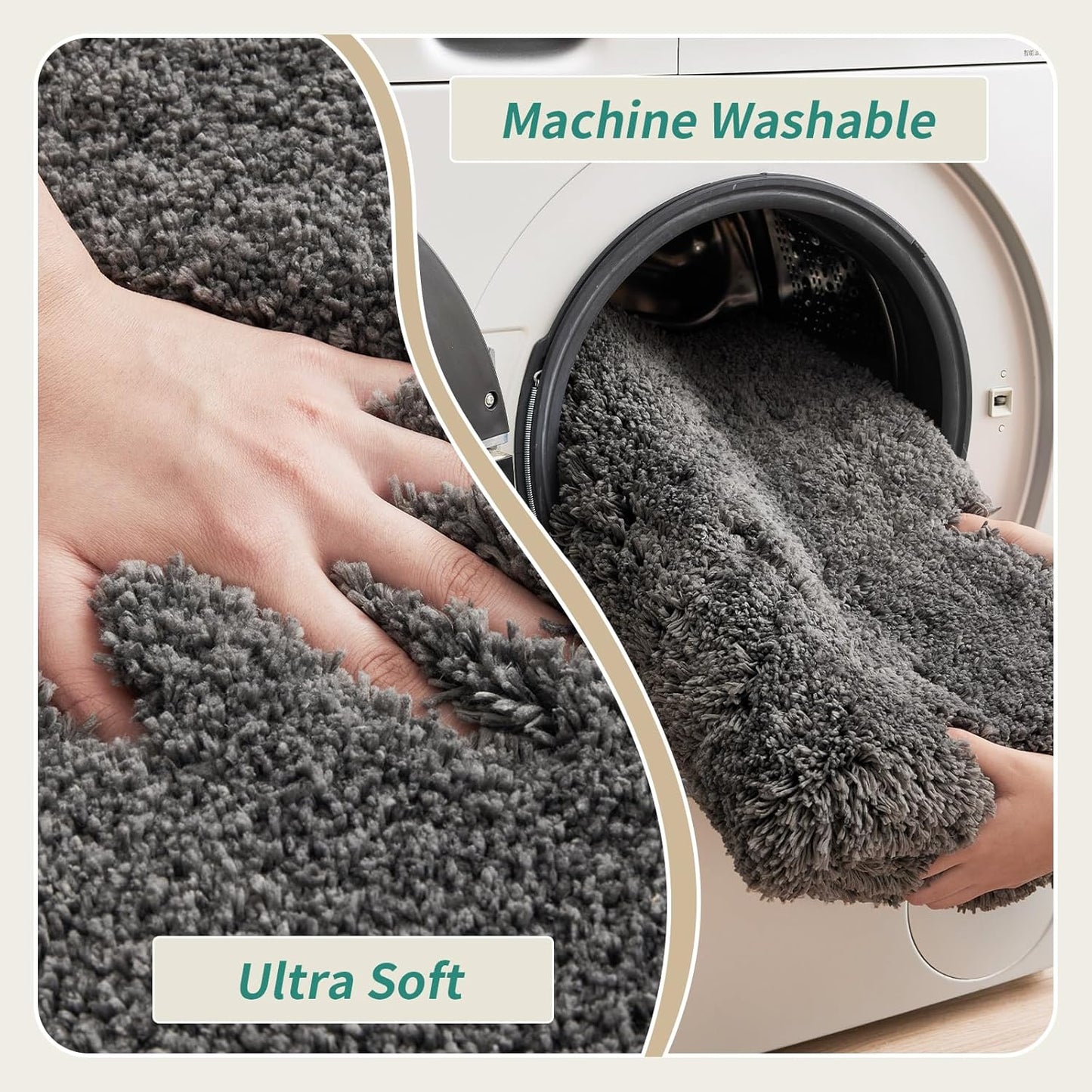 Toilet Rug 22x24 Dark Grey Non Slip Fluffy Toilet Floor Mat U Shaped Washable Bathroom Contour Rug for Toilet Absorbent Thick Toilet Carpet