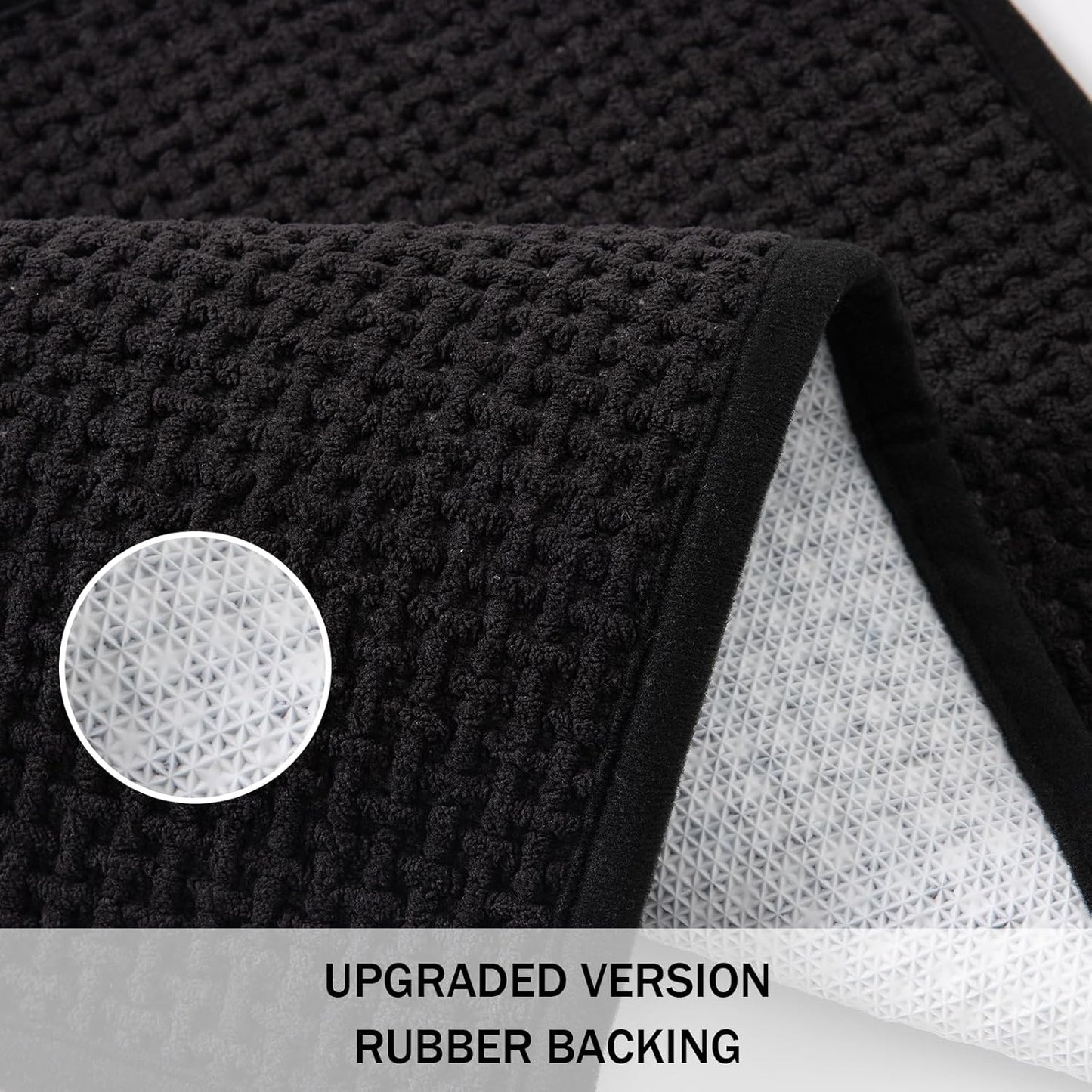 Bathroom Rugs Non Slip Washable, Super Absorbent Thin Bath Mat for Small Quick Dry Low Pile Bathroom Rug, (Black, 36″x24″)