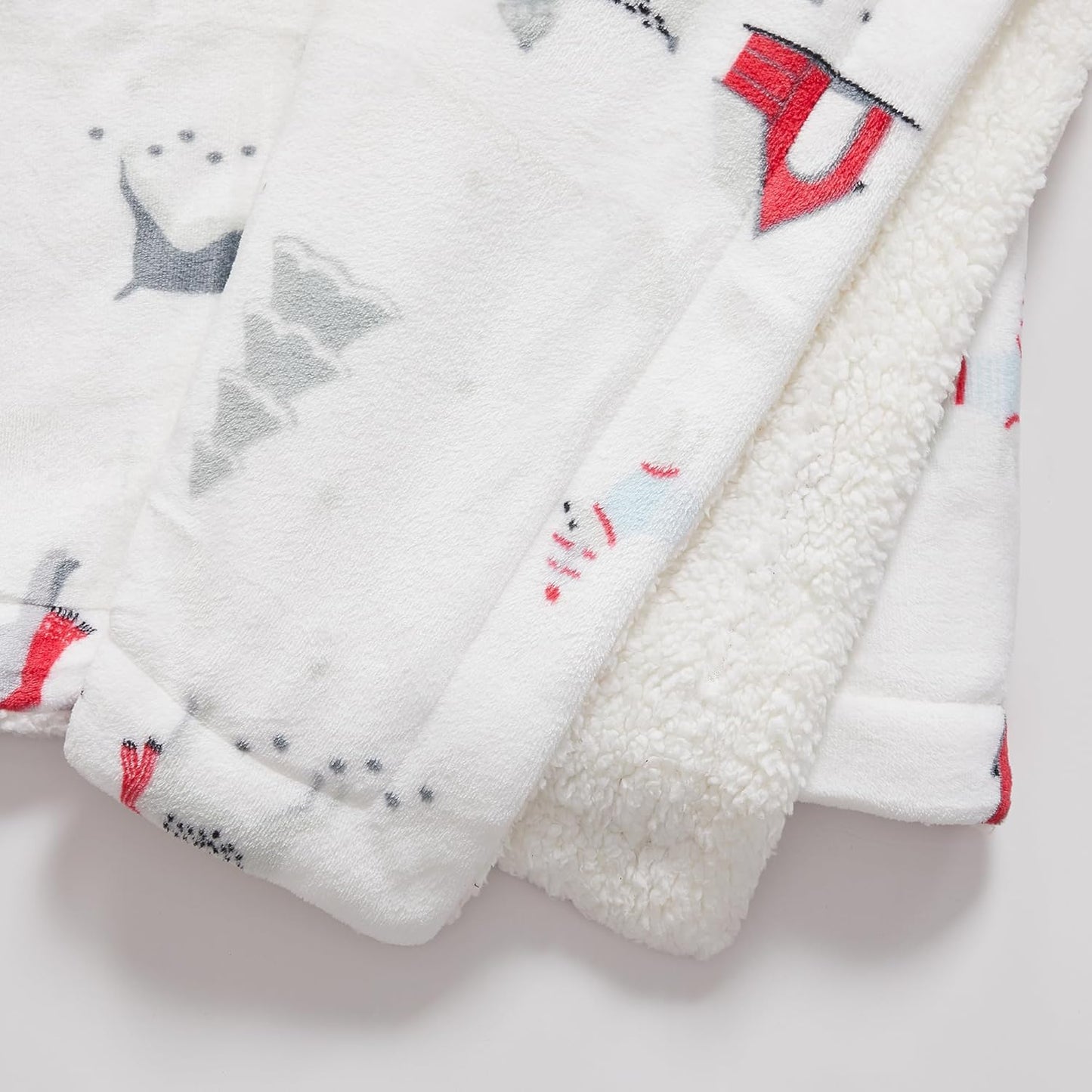 Fleece/Sherpa Christmas Throw - Super Soft Holiday Printed Blanket for Couch, Chair, or Bed - Cozy, Luxurious Plush - 50" x 60", Pups in The Snow