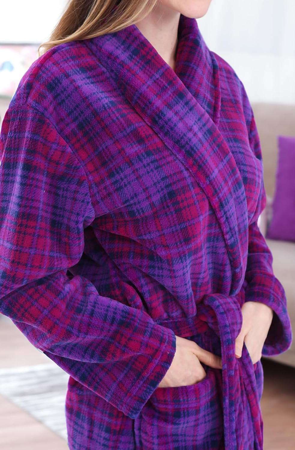 Alexander Del Rossa Plush Robe for Women, Long Fleece Winter Bath Robe, Plus Size