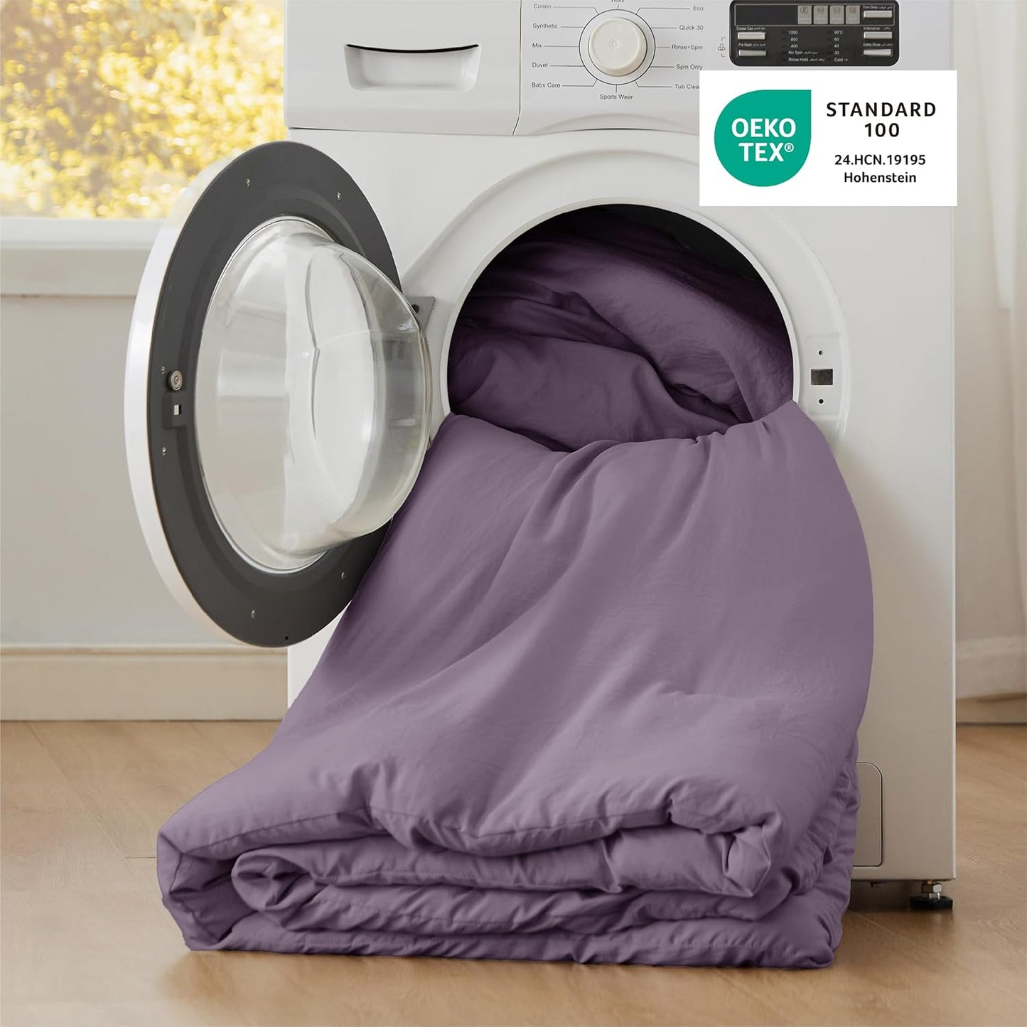Bedsure Oversized King Comforter Set, Grayish Purple Prewashed Bed Comforter for All Seasons, 3 Pieces Warm Bedding Sets, 1 Lightweight Comforter (120"x98") and 2 Pillowcases (20"x36")