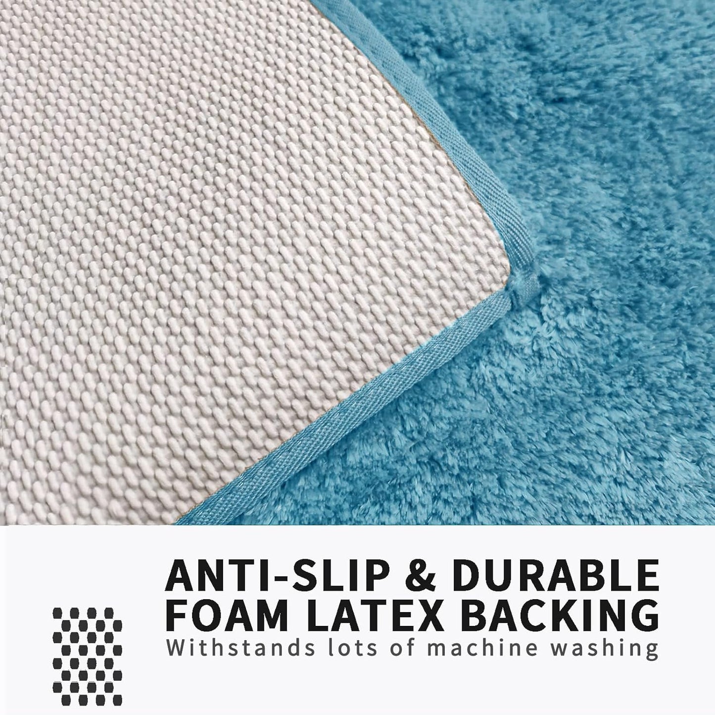 FIFU Bathroom Rugs 24" W x 36" L, Bath Mat for Bathroom, Bedroom, Laundry Room & Kitchen, Non-Slip Rubber Latex Backing, Extra Soft and Absorbent Microfiber Carpet, Machine Washable Rug, Sky Blue