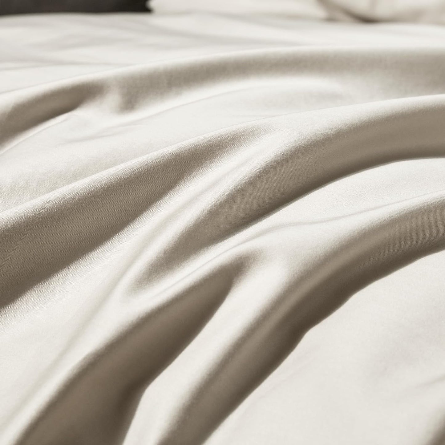 MooMee Duvet Cover Set 100% Extra Long Staple Cotton 600 Thread Count Silky Sateen Smooth Luxury Soft Breathable Durable Hotel Quality Bedding, 3 Pieces (Beige, King 104"x90")