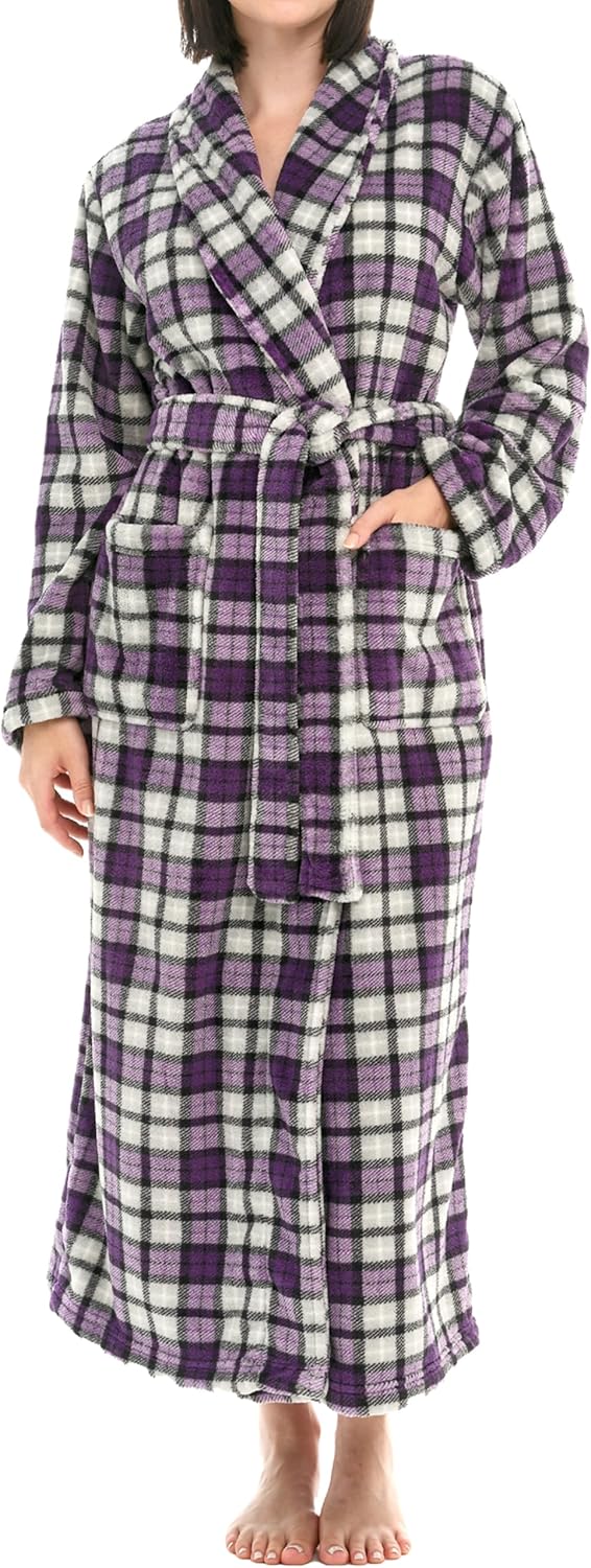Alexander Del Rossa Plush Robe for Women, Long Fleece Winter Bath Robe, Plus Size