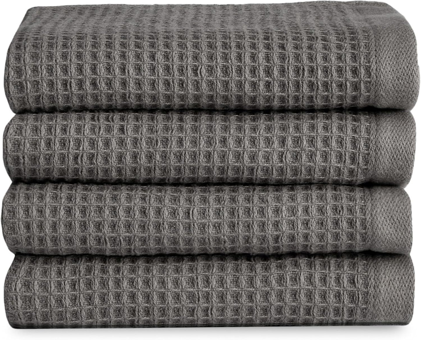 Cozy Earth Waffle Washcloths - 60% Cotton 40% Viscose from Bamboo Washcloths 13 x 13 Inches - Soft & Absorbent Terry, Reversible Mini Textured Waffle & Weave Pattern - 4 Pack