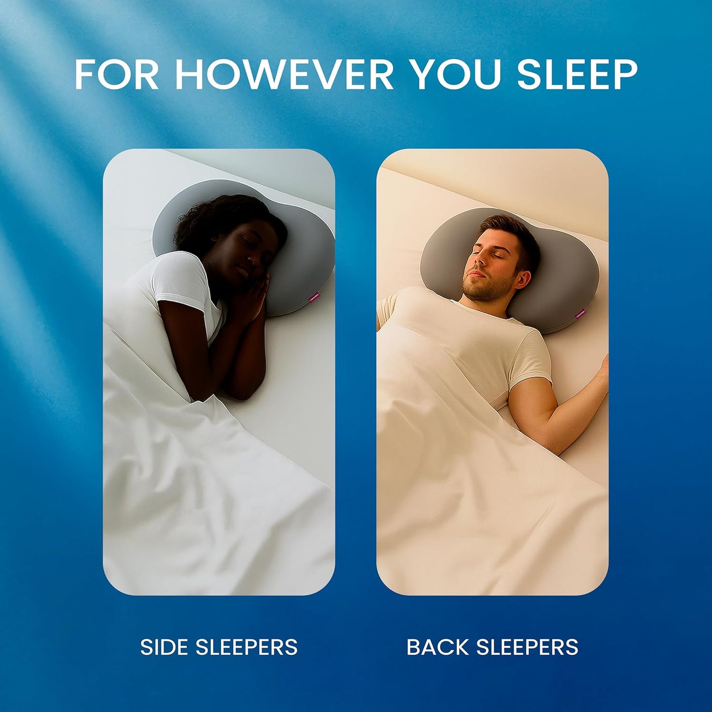 IWS I WANNA SLEEP Ergoblu Cervical Memory Foam Neck Pillow – Ergonomic Pillow for Neck Pain Relief, Stomach & Back Sleeper Support, Extra Cooling Pillowcase, Orthopedic Neck & Spine Support