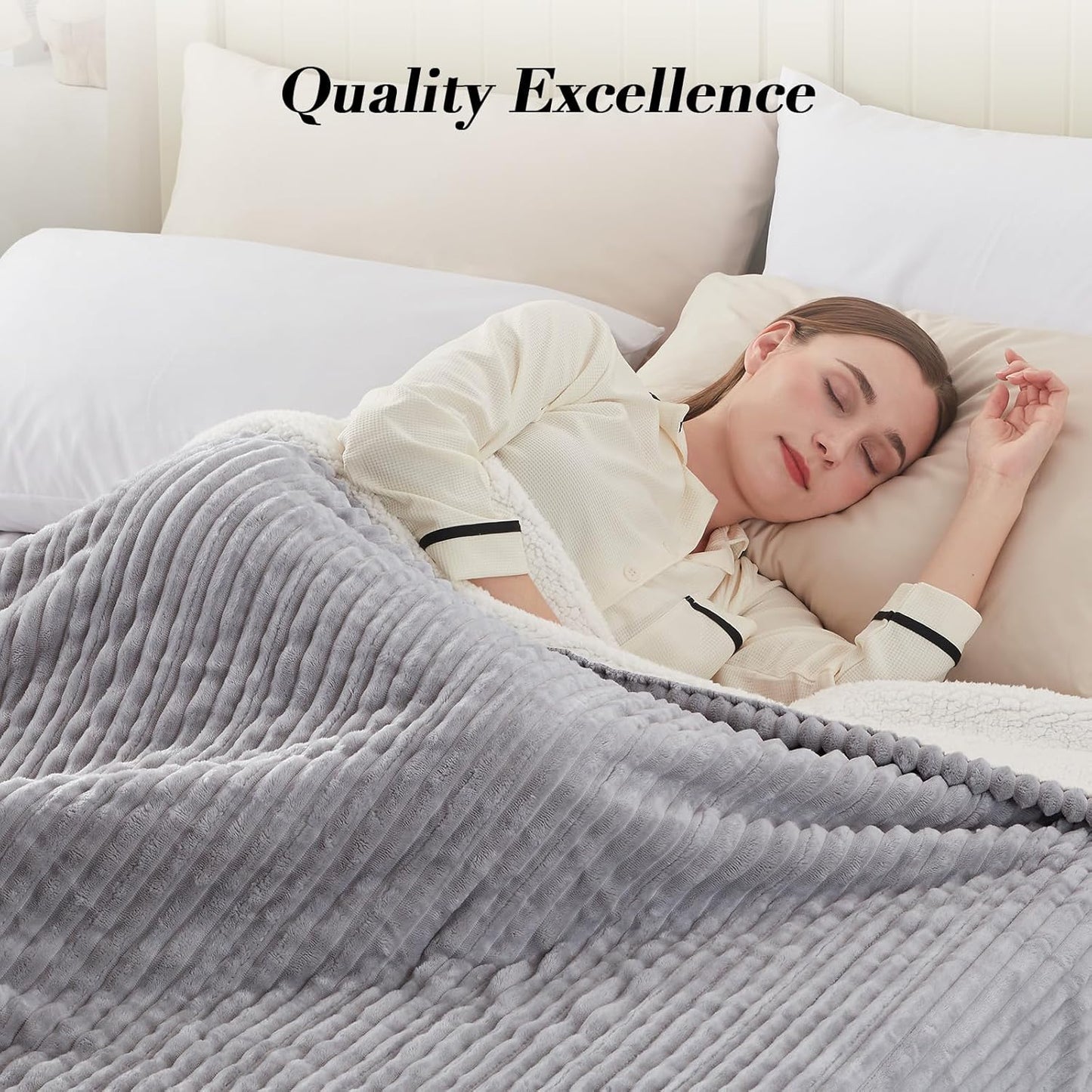 Westinghouse Queen Size Electric Blanket, Flannel to Sherpa Reversible, Heated Blanket Queen with Dual Control 10 Heating Settings & 1-12 Hours Auto Shut Off, Machine Washable, (84" x 90", Light Grey)