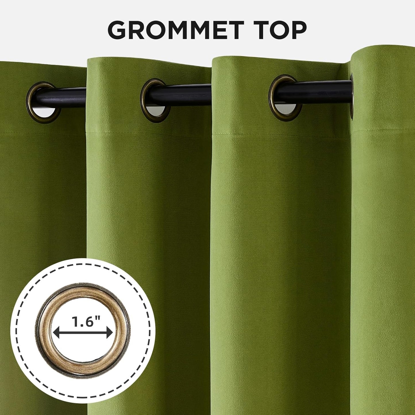 Joydeco Moss Green 100% Blackout Curtains 108 Inch 2 Panels, Luxury Thermal Green Velvet Curtains for Bedroom Living Room, Soundproof Blackout Window Drapes, Grommet Top (52W x 108L)
