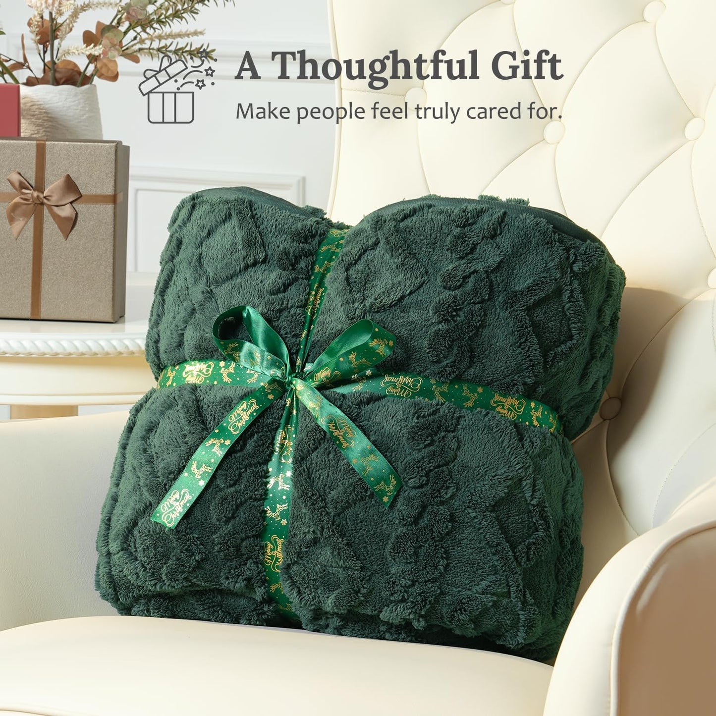 Sherpa Fleece Adult Weighted Blanket Great for Sleep, 15 lbs Dual Sided Soft Fuzzy Heavy Blankets for Couch Bed Sofa, Cozy Warm Fluffy Jacquard Throw for Winter (Green, 60" x 80", 15 Pounds)