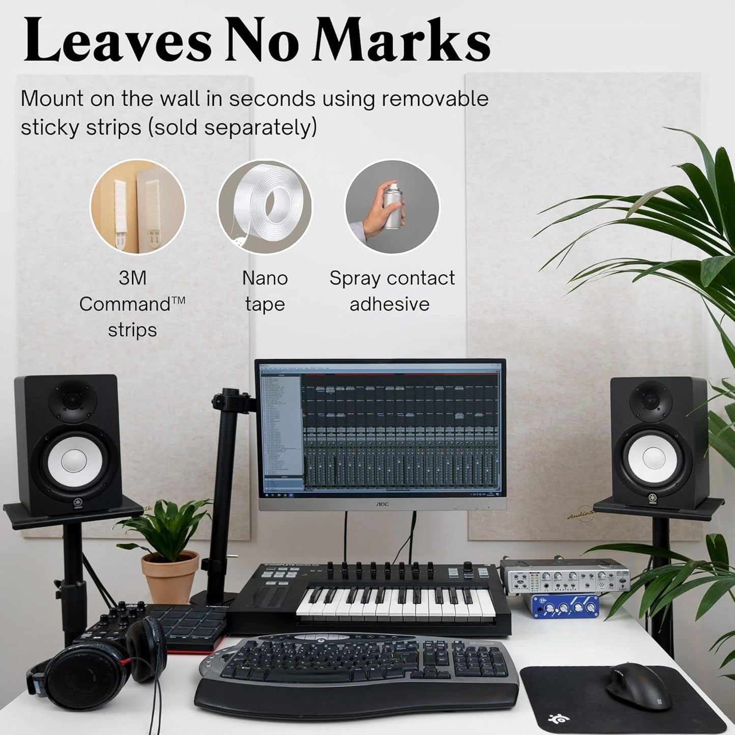 Acoustic Panels, 4 Pack ROOM KIT, Large, 46" x 23", Natural