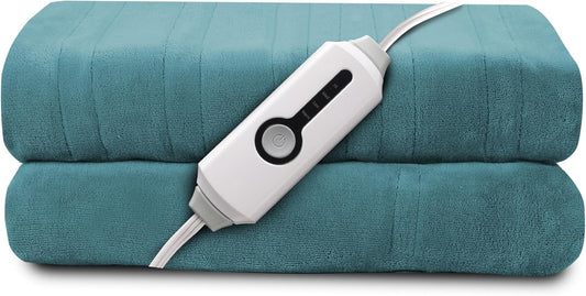 Electric Heated Throw 50"x60" Size with Handheld Controller, 4 Temperature Settings & 3 Hour Auto Coral Fleece Shut-Off-Machine Washable-Teal