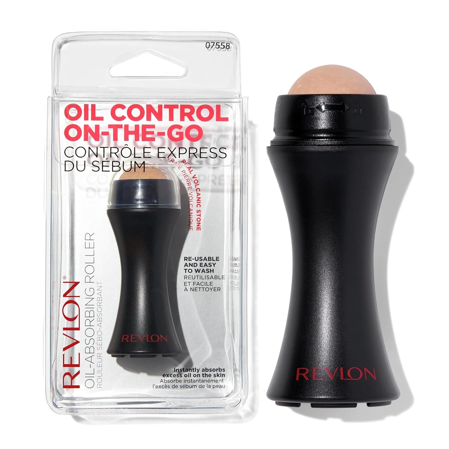 Revlon Face Roller, Oily Skin Control for Makeup, Oil Absorbing, Volcanic Reusable Facial Skincare Tool, Stocking Stuffer for Women & Men, 1 count
