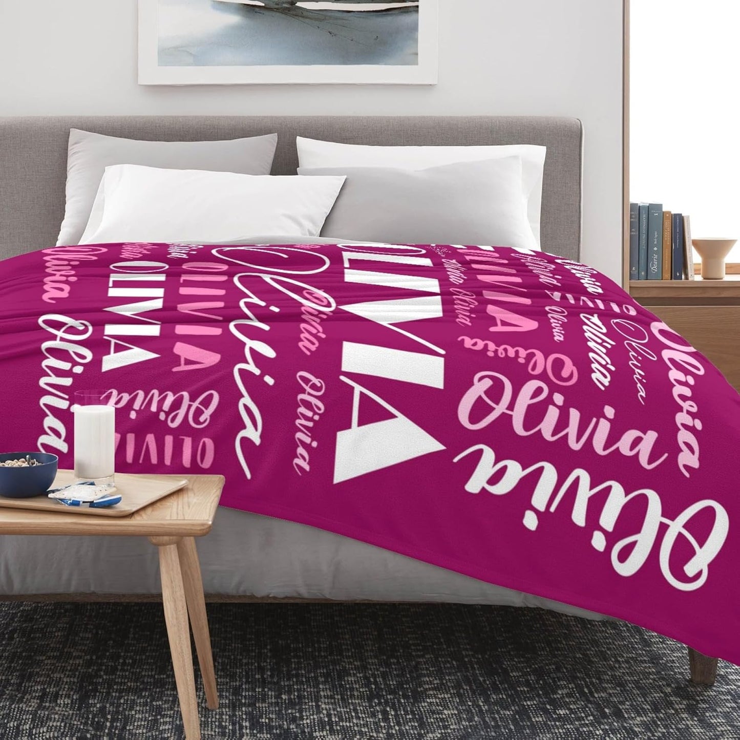 Name Blanket Personalized Blanket for Adult Kids Flannel Customize Throw Blanket Custom (Color 30, 60 x 80 Inches)