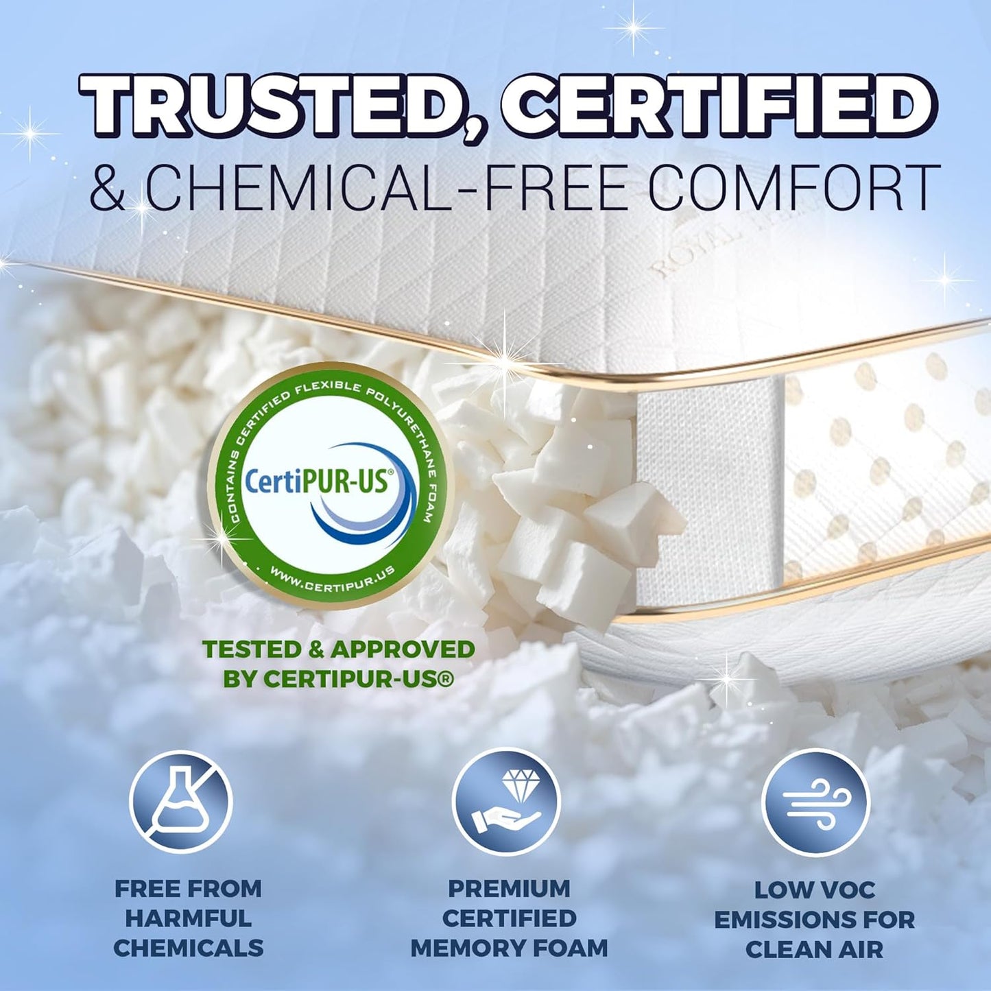Royal Therapy King Memory Foam Pillows 2-Pack - Shredded Memory Foam Pillow for All Sleep Positions - Medium Firm Pillow with Adjustable Loft, Bamboo Rayon Cover, CertiPUR-US, Oeko-TEX Certified