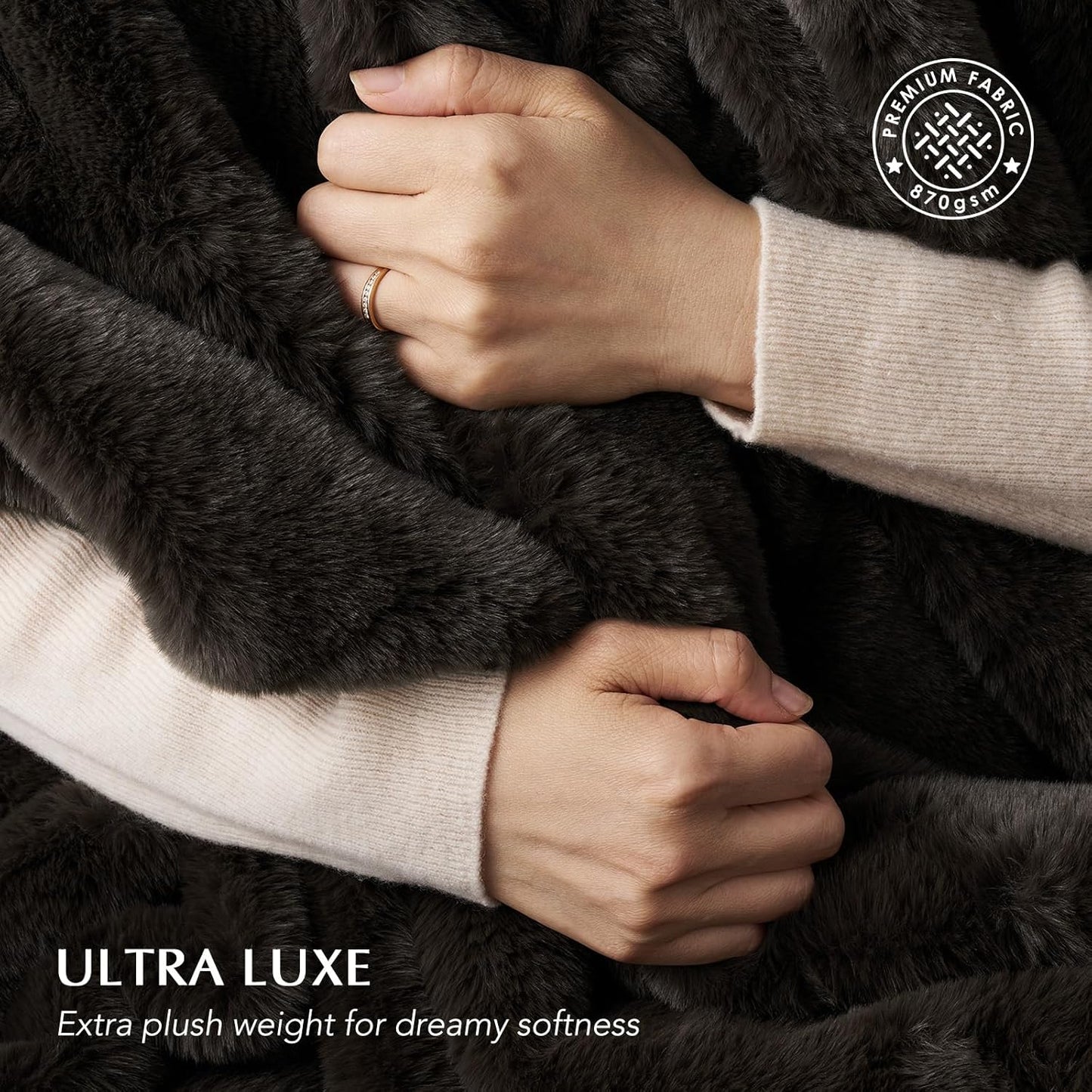 EVERGRACEHOME Ultra Soft Luxury Fluffy Mink Faux Fur Throw Blanket, Thick Warm Fall Winter Blankets for Bed, Couch, Cozy Plush Reversible Blanket for Chair, Sofa (Dark Brown, 60"x80")