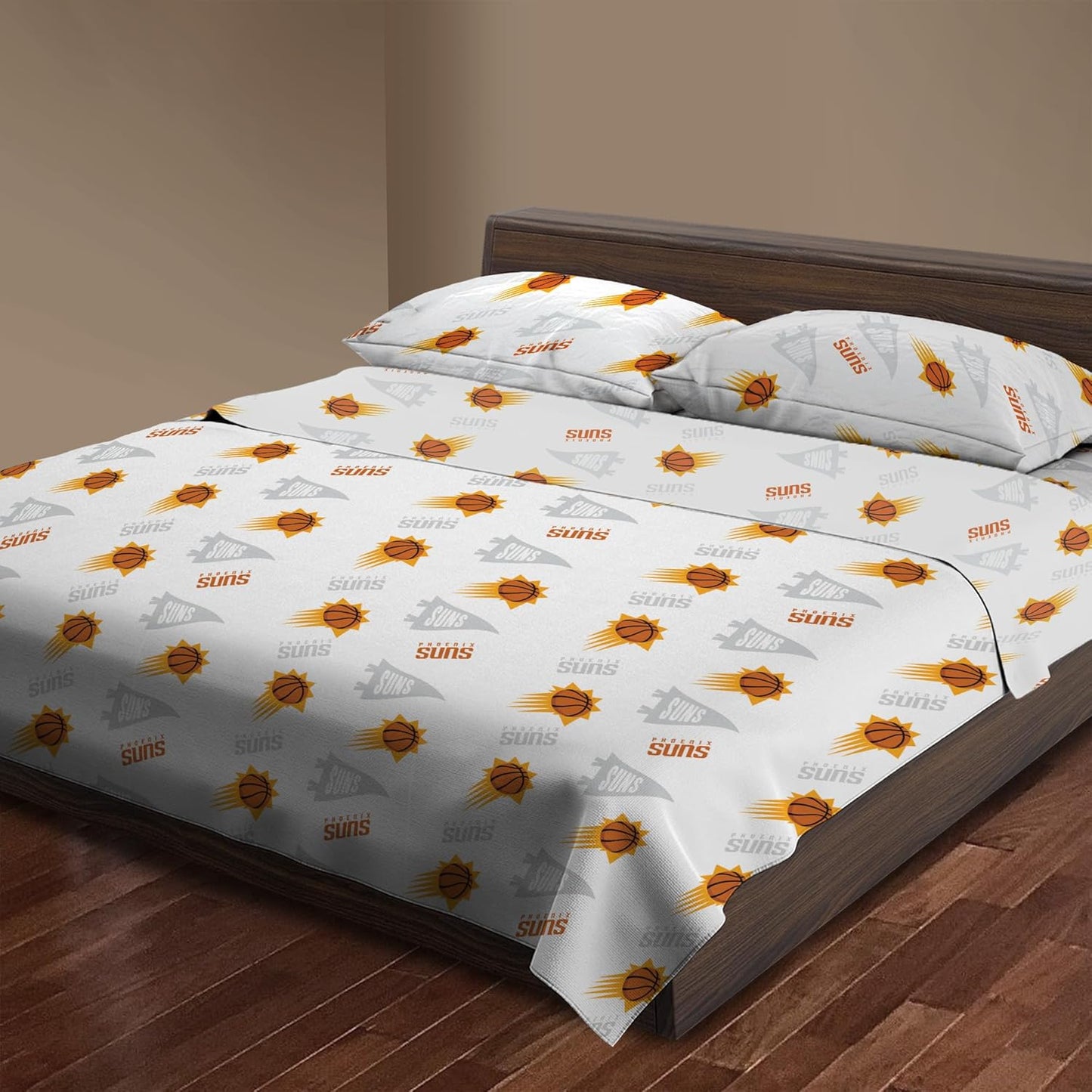 Northwest Officially Licensed Phoenix Suns NBA Full Size Sheet Set – Soft Team Logo Bedding for Dorms, Bedrooms, Fan Caves & Game Day Style