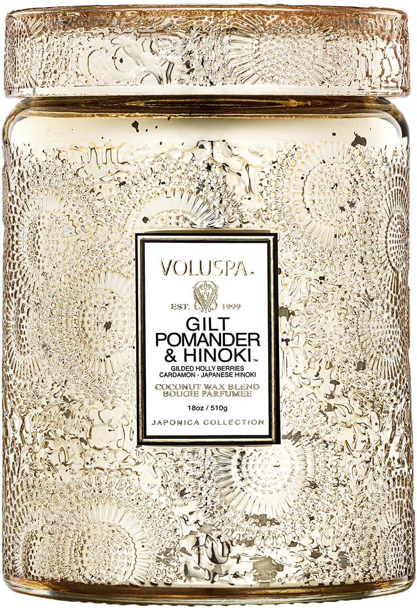Japonica Collection Large - Gilt Pomander and Hinoki Reed by Voluspa for Unisex - 18 oz Candle