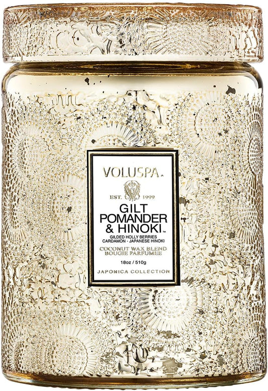 Japonica Collection Large - Gilt Pomander and Hinoki Reed by Voluspa for Unisex - 18 oz Candle
