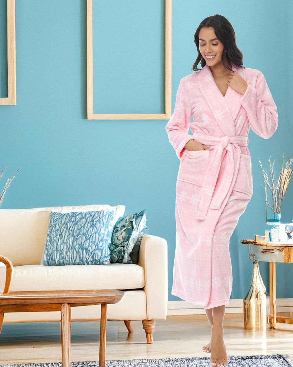 Alexander Del Rossa Plush Robe for Women, Long Fleece Winter Bath Robe, Plus Size