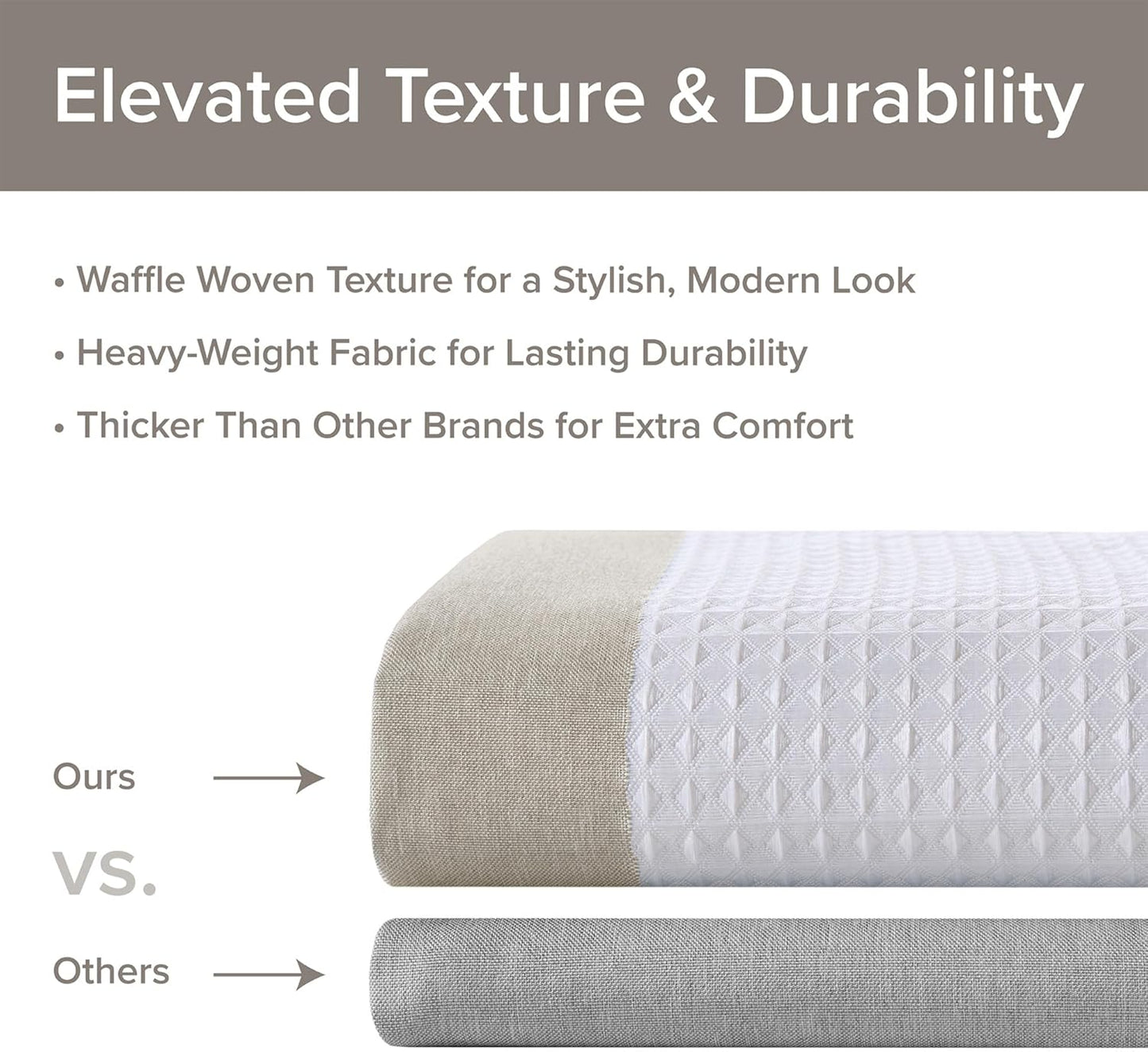 Madison Park Shower Curtain, Waffle Weave, Pieced Design Fabric Shower Curtain with 3M Scotchgard Moisture Management, Premium Spa Quality Modern Shower Curtains for Bathroom, Wide 108"x72" Taupe