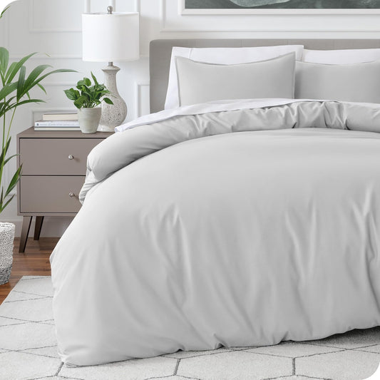 Bare Home Bedding Duvet Cover California King Size - Premium 1800 Super Soft Collection - Lightweight, Cooling - Soft Breathable Bedding Duvet Cover (Cal King, Cloud Grey)