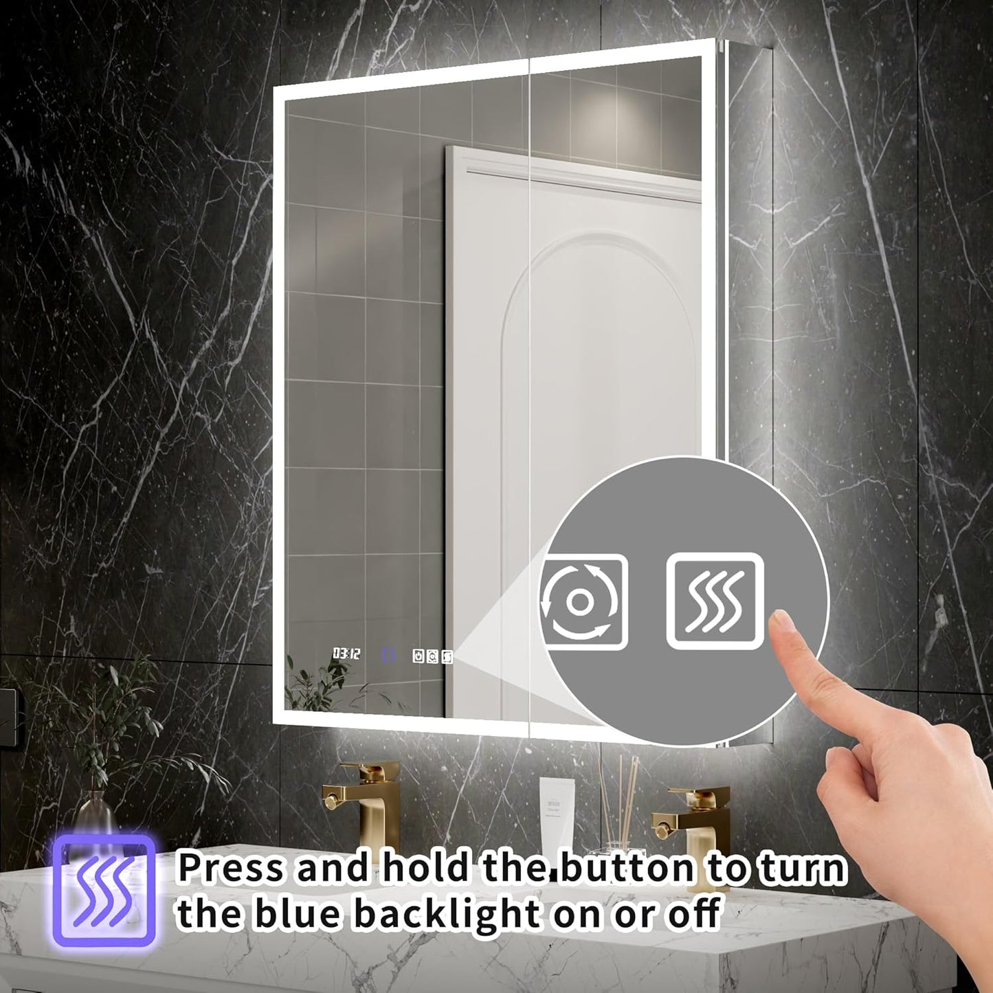 Lighted Medicine Cabinet with Mirror 30"x36" Recessed LED Medicine Cabinet Mirror, Front&Backlit, 3-Color Temperatures, Stepless Dimming, Anti-Fog, Magnifier, 2 Outlets, Storage Shelves, ETL Certified