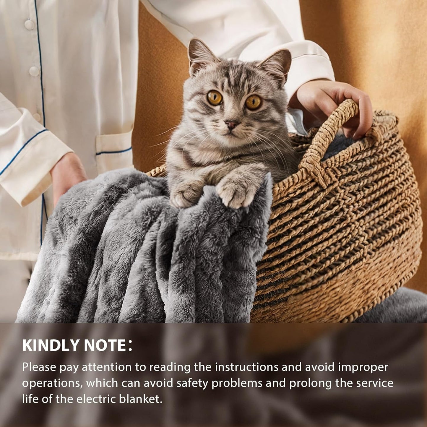 Homemate Electric Heated Blanket Twin Size - 62"x84" Heating Blanket Twin Size 1/2/4/6/8 Hours Auto-Off 10 Heat Level Over-Heat Protection Luxury Faux Fur Sherpa ETL Certification