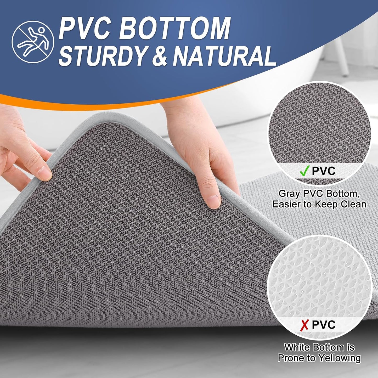 OLANLY Thick Memory Foam Bath Mat Rug 30x20, Extra Soft Absorbent Bathroom Rug, Quick Dry Bath Mats, Non-Slip, Machine Washable Carpet for Bathroom, Tub and Shower, Home Decor Accessories, Light Grey