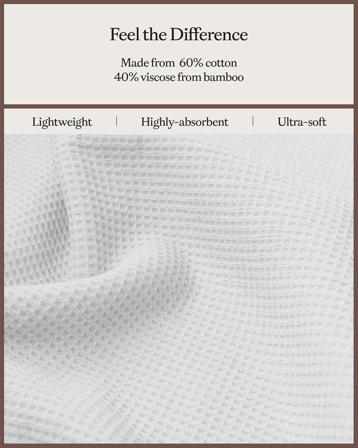 Cozy Earth Waffle Bath Sheets - 60% Cotton 40% Viscose from Bamboo Bath Sheets 40 x 65 Inches - Soft & Absorbent Terry, Reversible Mini Textured Waffle & Weave Pattern - 2 Pack