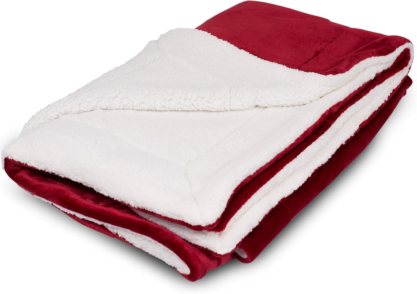 Internet’s Best Plush Reversible Sherpa Throw Blankets - Burgundy (Red) - Ultra Soft Couch Blanket - Light Weight Sofa Throw - 100% Microfiber Polyester - Easy Travel - Bed - 50 x 60