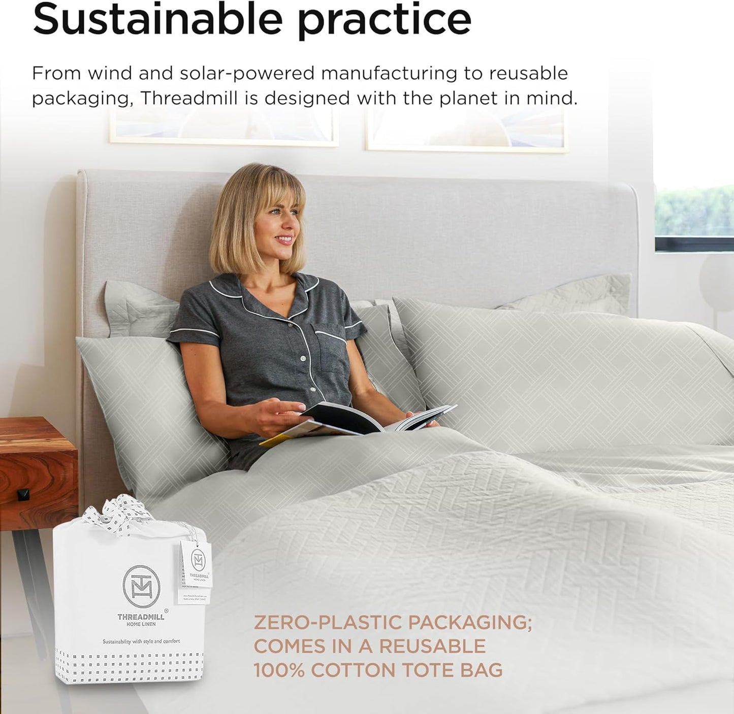 Threadmill California King Size Sheets | 800 Thread Count Jacquard Celine Light Grey | 4 Piece Striped Bed Sheets | Extra Long Staple Cotton Sheet | Luxury Damask Sheets with Elasticized Deep Pocket