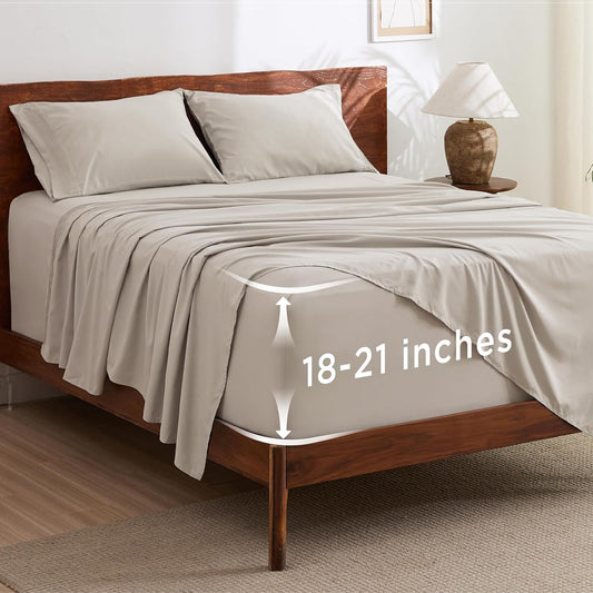 Bedsure Deep Pocket Full Size Bed Sheets Set - Fits Mattresses Up to 21 Inches Thick - 4 Piece GentleSoft Bed Sheets, Moisture Wicking, Soft & Cooling Bedsheet & Pillowcases, Easy & Secure Fit, Linen