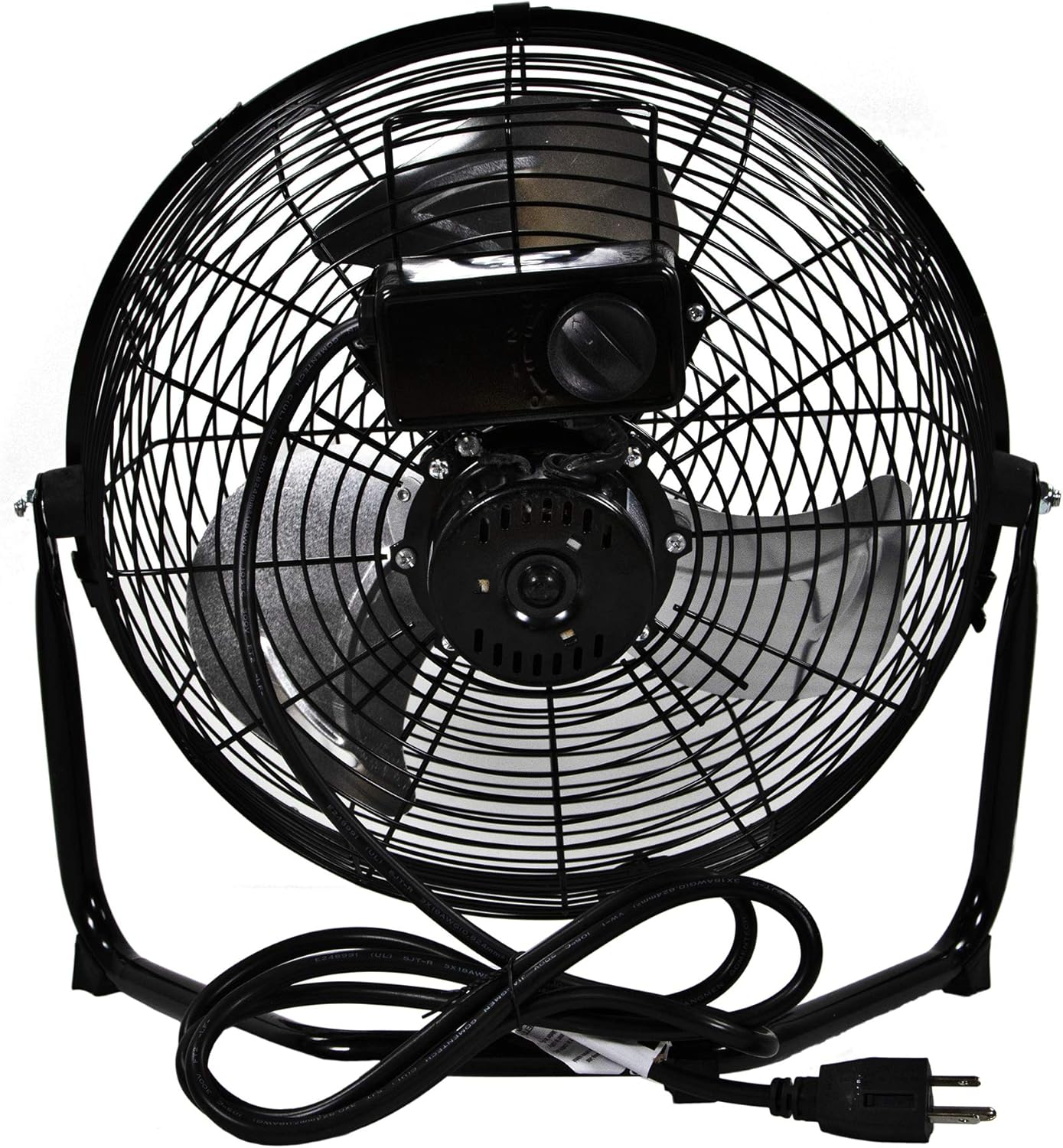 Comfort Zone 12 inch Cradle Fan, 3 Speed Floor or Table Fan with180 Degree Tilt, Metal Construction and Aluminum Blades, Carry Handle, Rubber Feet, Ideal for Bedroom, Workshop, or Garage, Black