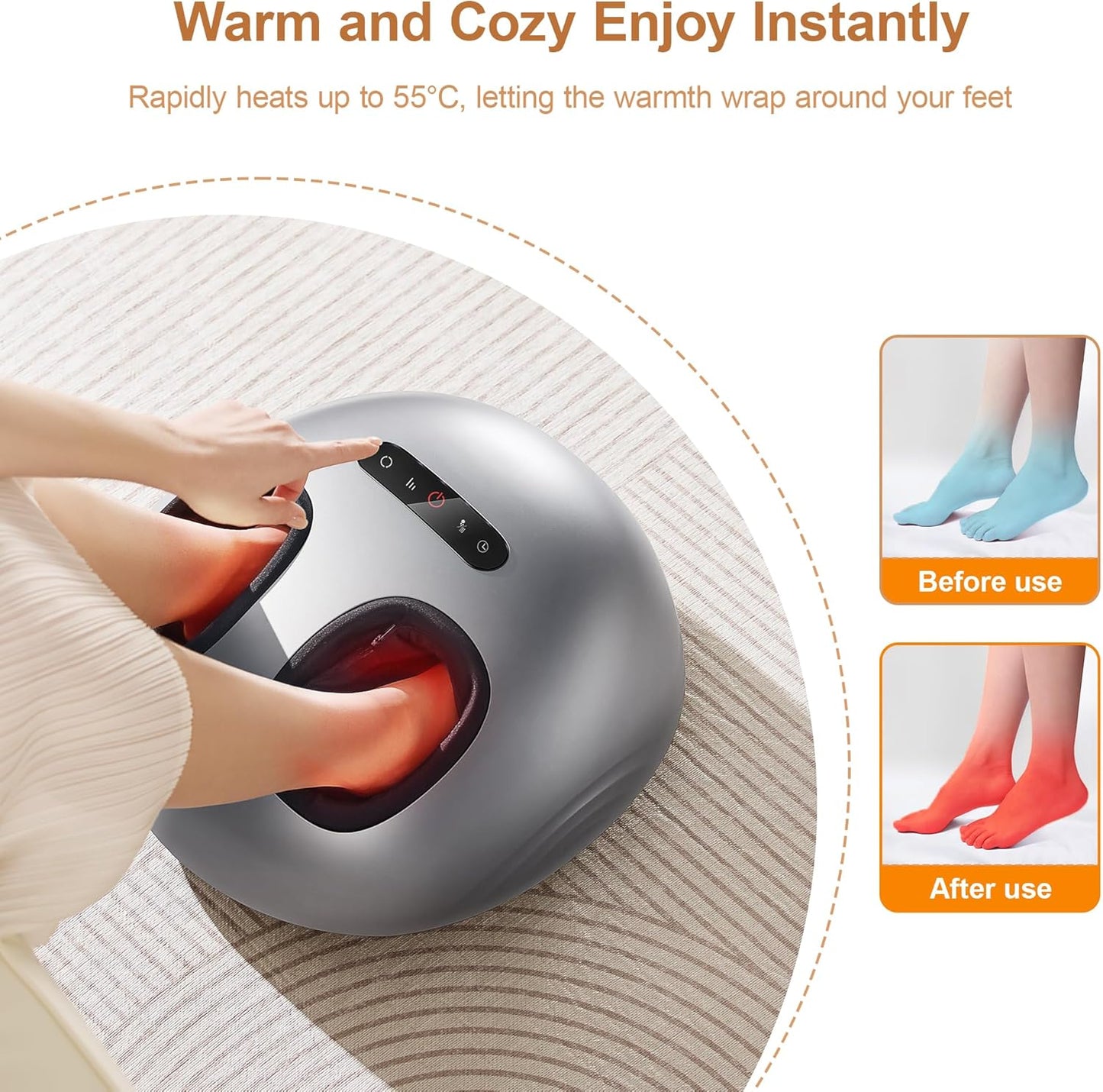 Foot Massager Machine with Heat, Double Shear Massage Core, Shiatsu Feet Massager with Airbag Full Wrapped, Plantar Fasciitis Massage, Automatic Foot Kneading Points, Gifts for Family and Friends