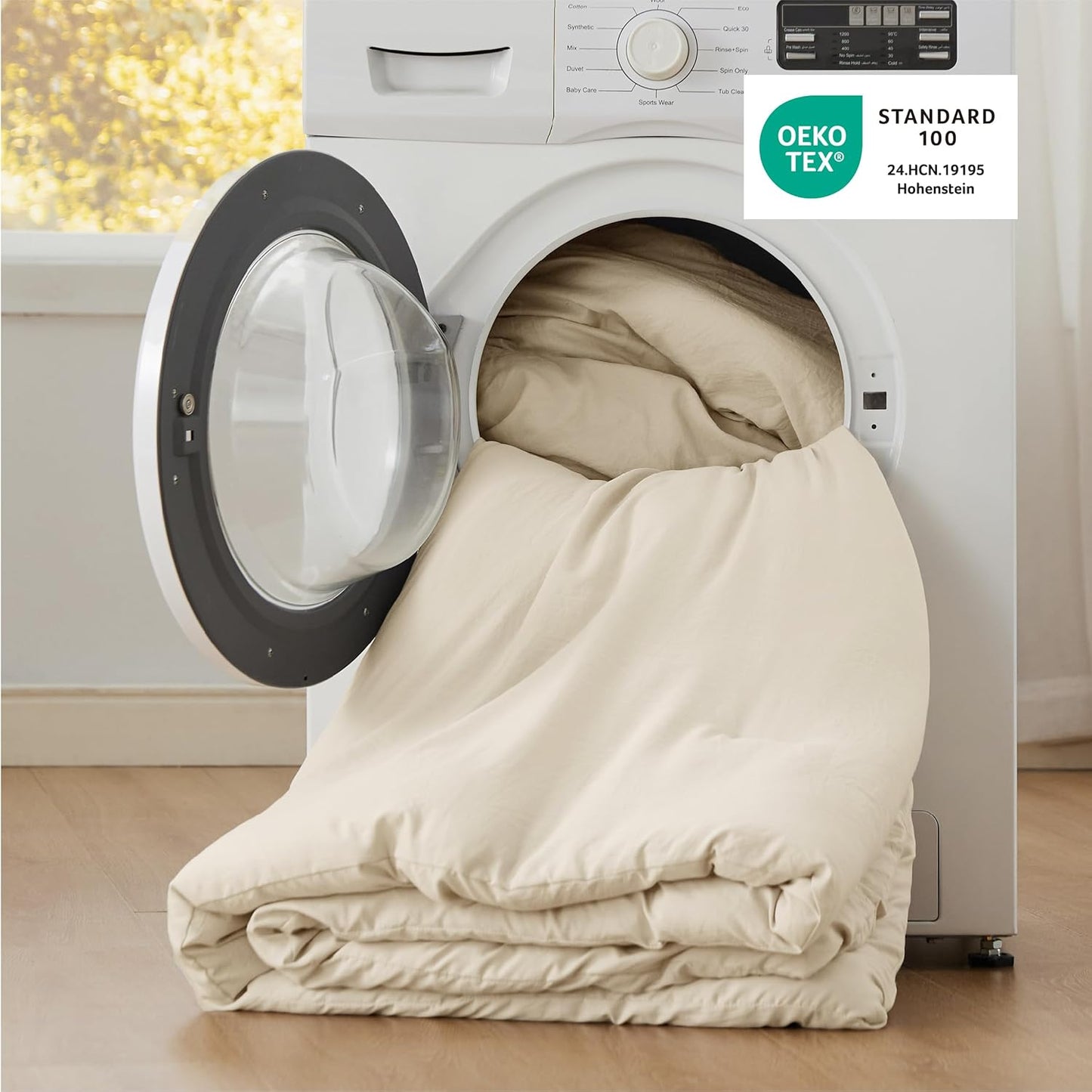 Bedsure Super King Size Comforter Set, Cream Soft Prewashed Bedding for All Seasons, 3 Pieces GentleSoft™ Bed Set, 1 Lightweight Comforter (120"x120") and 2 Pillowcases (20"x36")