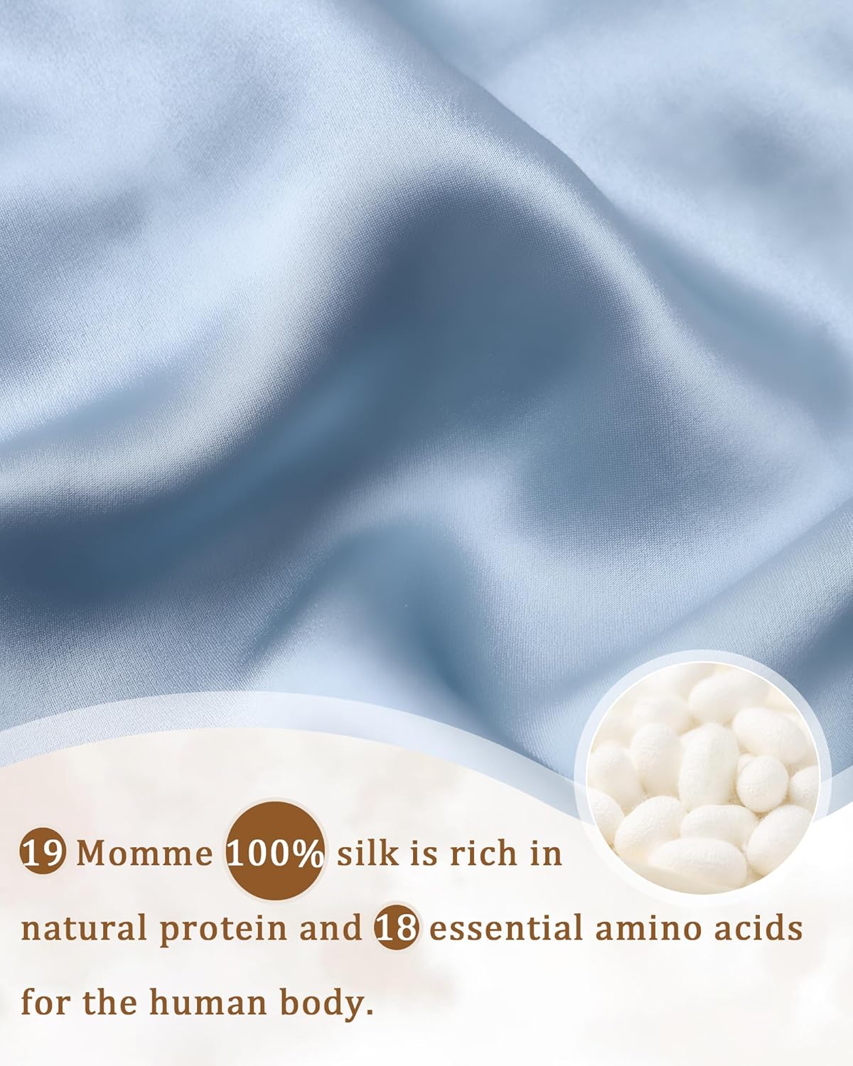 AWAYTR Mulberry Silk Bonnet for Sleeping - Silk Sleep Bonnet with Tie Band for Curly Hair Men and Women (Haze Blue)