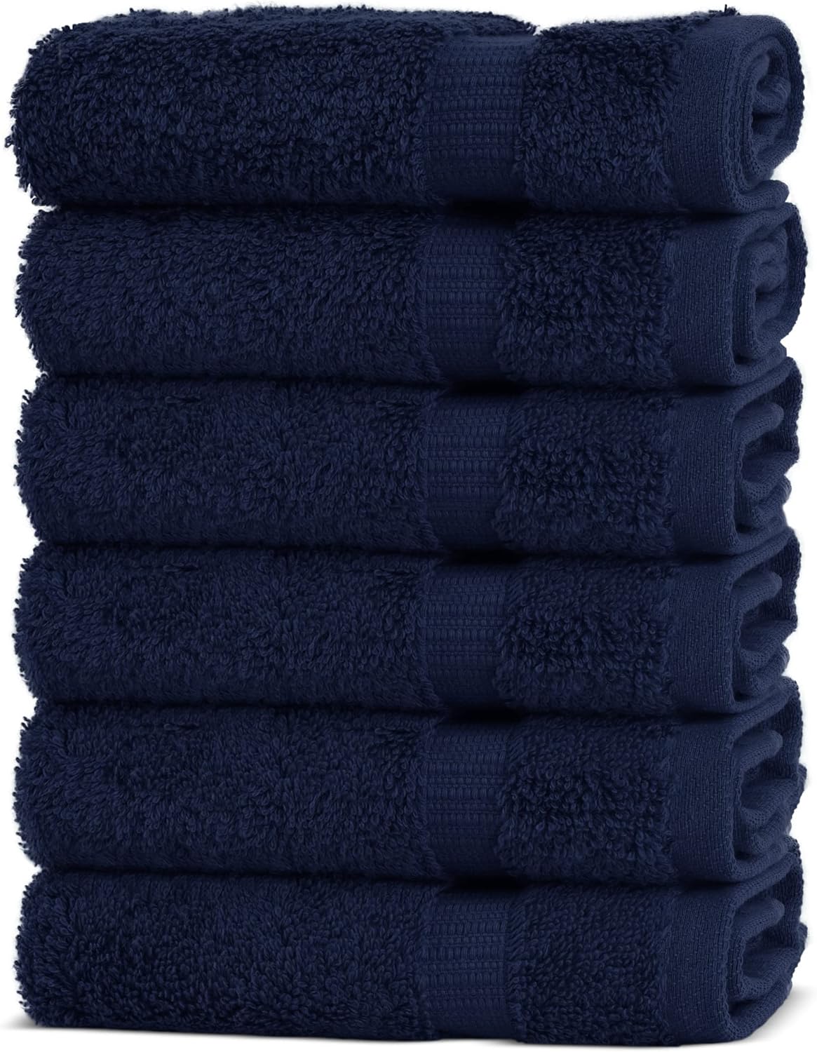 Chakir Turkish Linens 100% Cotton Premium Turkish Towels for Bathroom | 13'' x 13'' (6-Piece Washcloth, Navy)