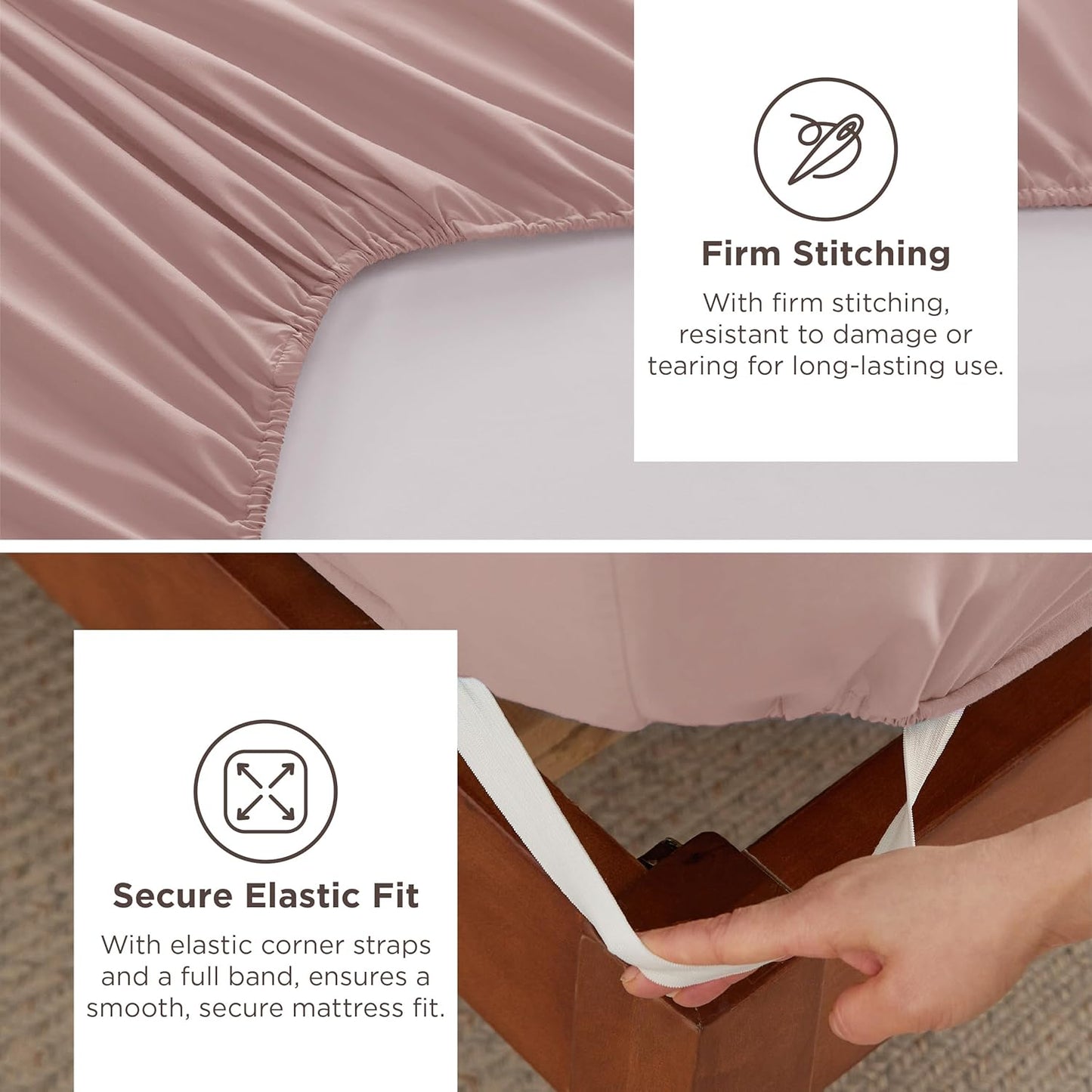 Bedsure Twin XL Sheets Dorm Bedding, GentleSoft Breathable Extra Long Twin Sheets & Pillowcases, Moisture Wicking Cooling, Deep Pocket Fits Mattress Up to 21 Inches Thick, Dusty Pink