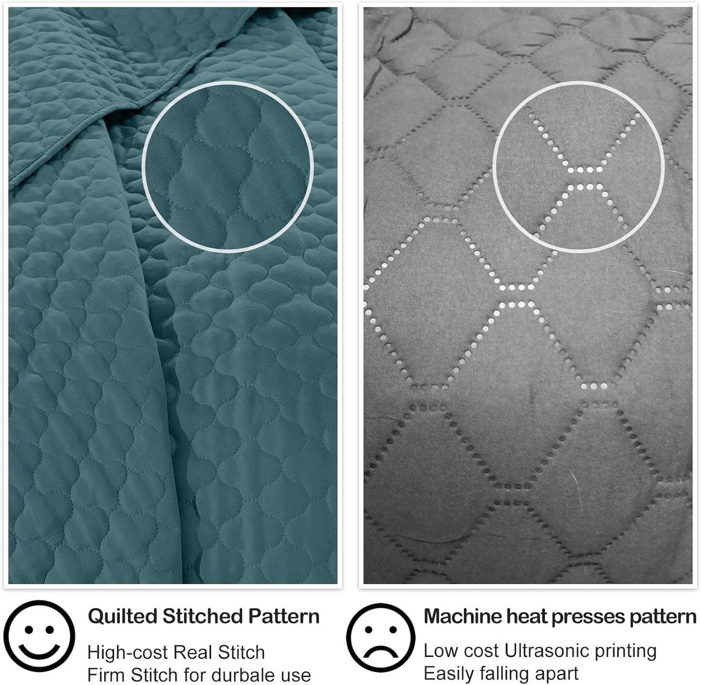 HORIMOTE HOME Quilt Queen Size Teal Blue, Lightweight Quilt for Summer Ultra-Soft Microfiber Modern Style Quilted Clouds Pattern Bedspread Quit Set 3 Pieces(1 Quilt and 2 Pillow Shams)