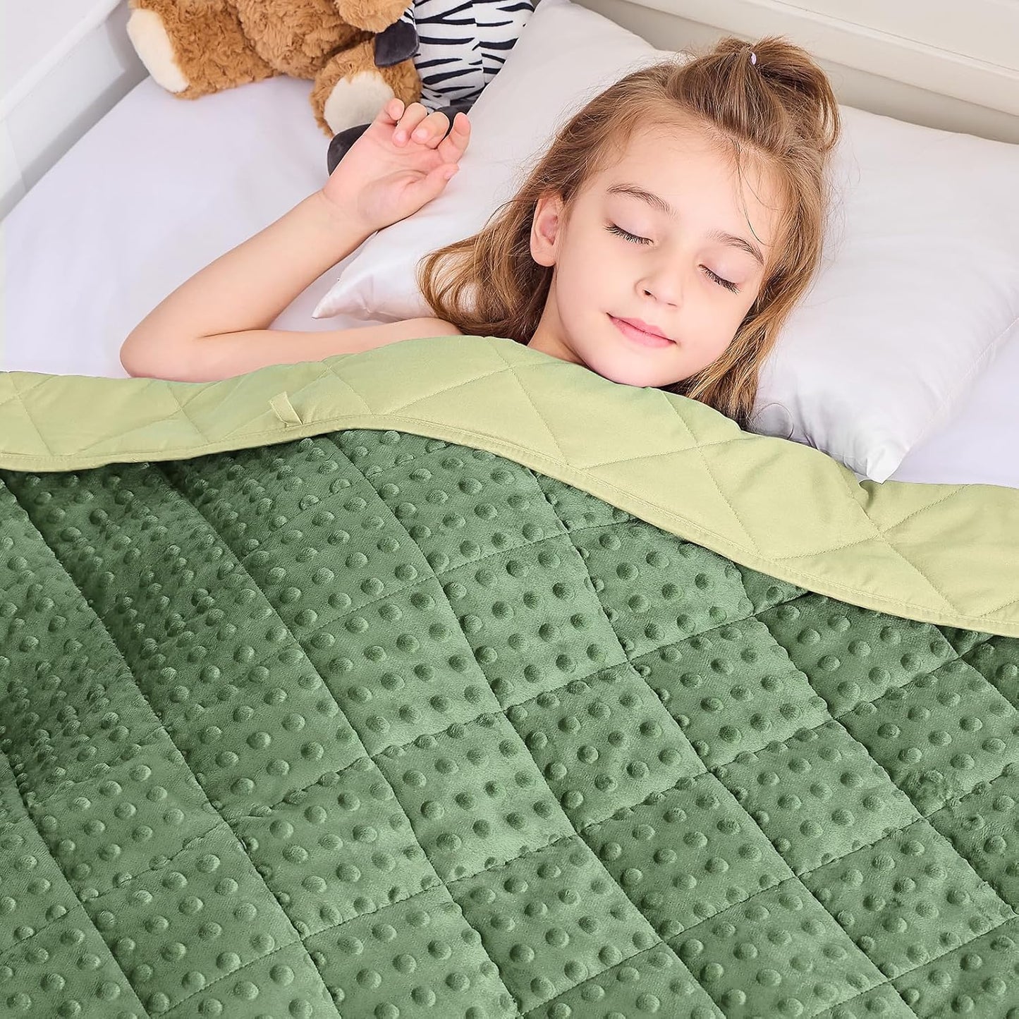yescool Weighted Blanket 7 Pounds Moss Green Twin Size Cooling Weighted Throw Blanket, Minky Heavy Blankets Warm Weighted Comforter, Big Washable Thick Blankets Gift for 60-90lbs, 40 * 60in
