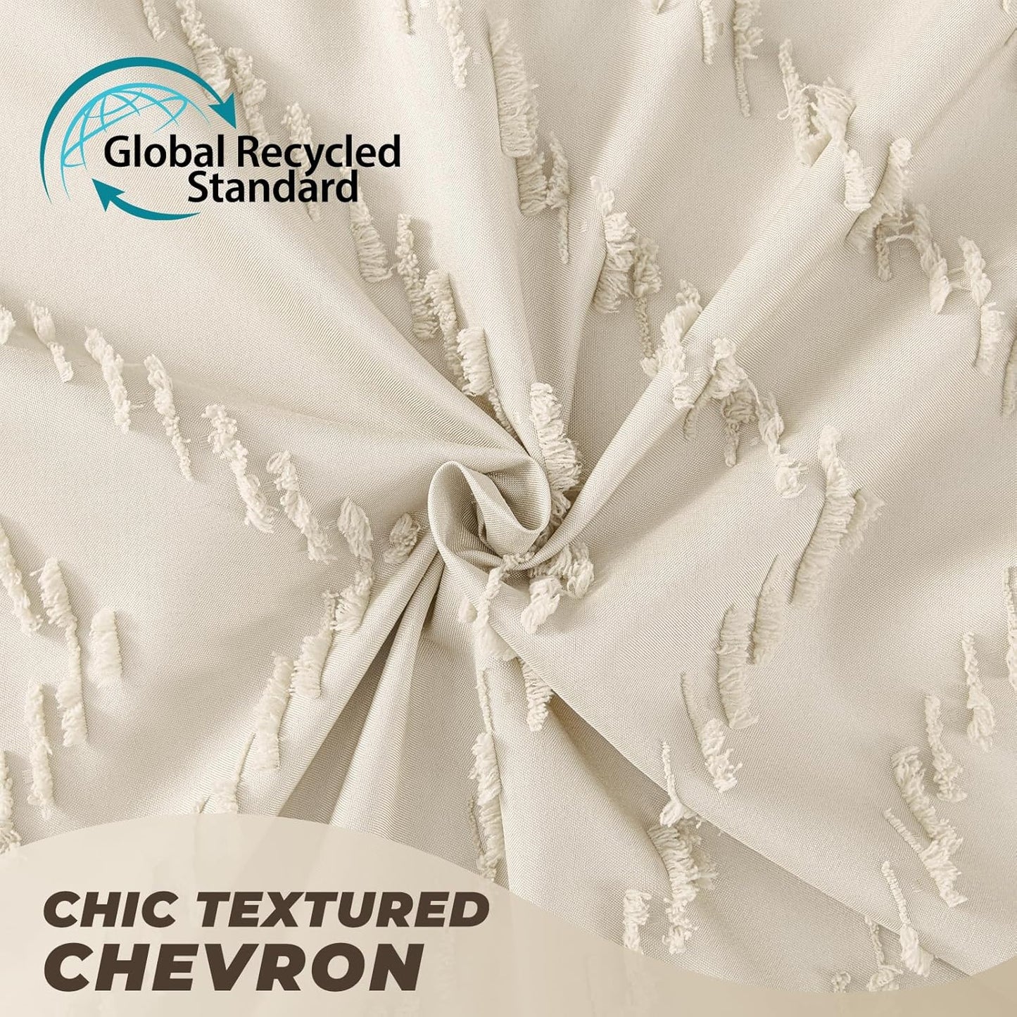 96inch Extra Long Beige Shower Curtain Modern Farmhouse Shower Curtain Bohemian Chic Tufted Chevron Textured Striped Minimalist Shower Curtains Woven Fabric Cute Beige Shower Curtains