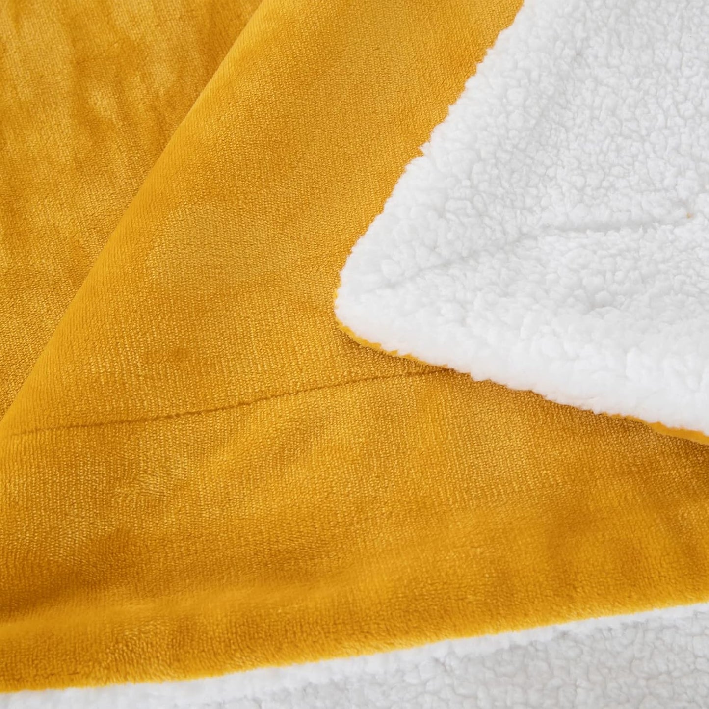 SOCHOW Sherpa Fleece Throw Blanket, Double-Sided Super Soft Luxurious Plush Blanket Throw Size, Mustard Yellow, 50x60 inches