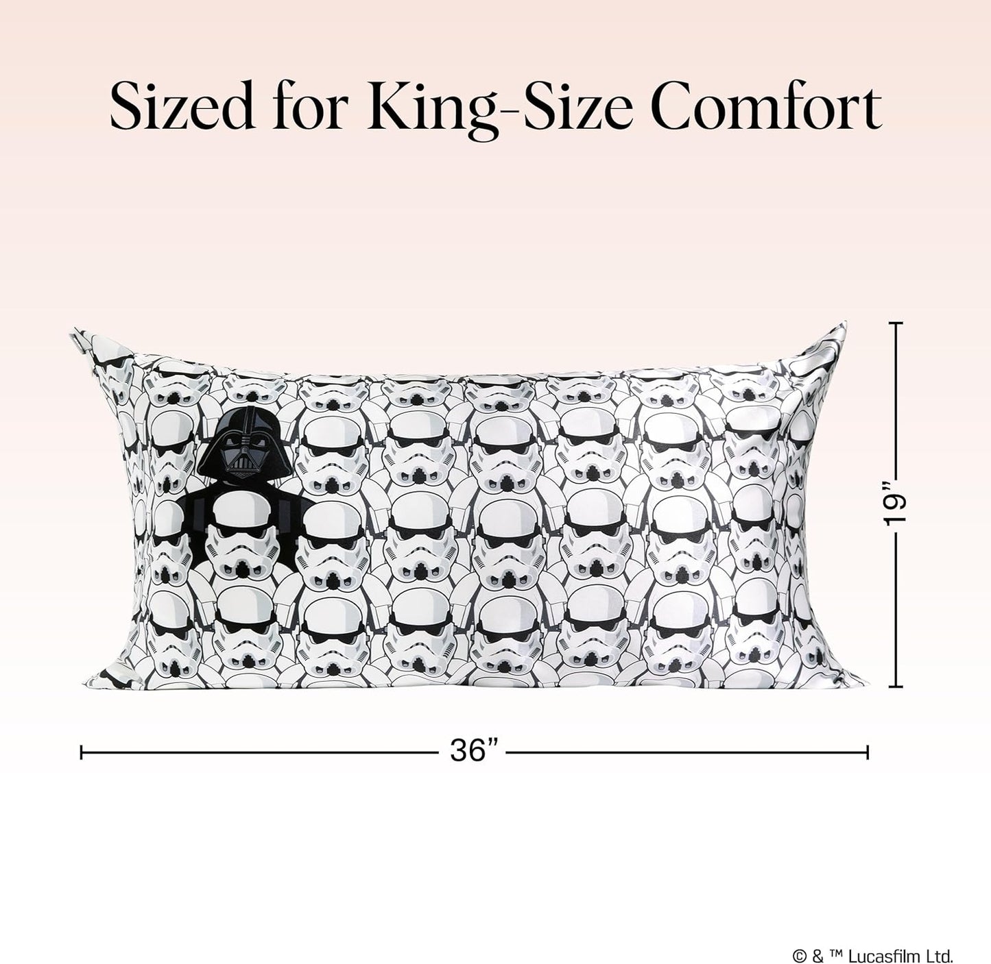 Kitsch x Star Wars Darth Vader & Stormtroopers Satin Pillowcase with Zipper | Better Than Silk Pillowcase | Frizz-Reducing Pillow Case for Hair & Skin Care, Cooling & Breathable - King