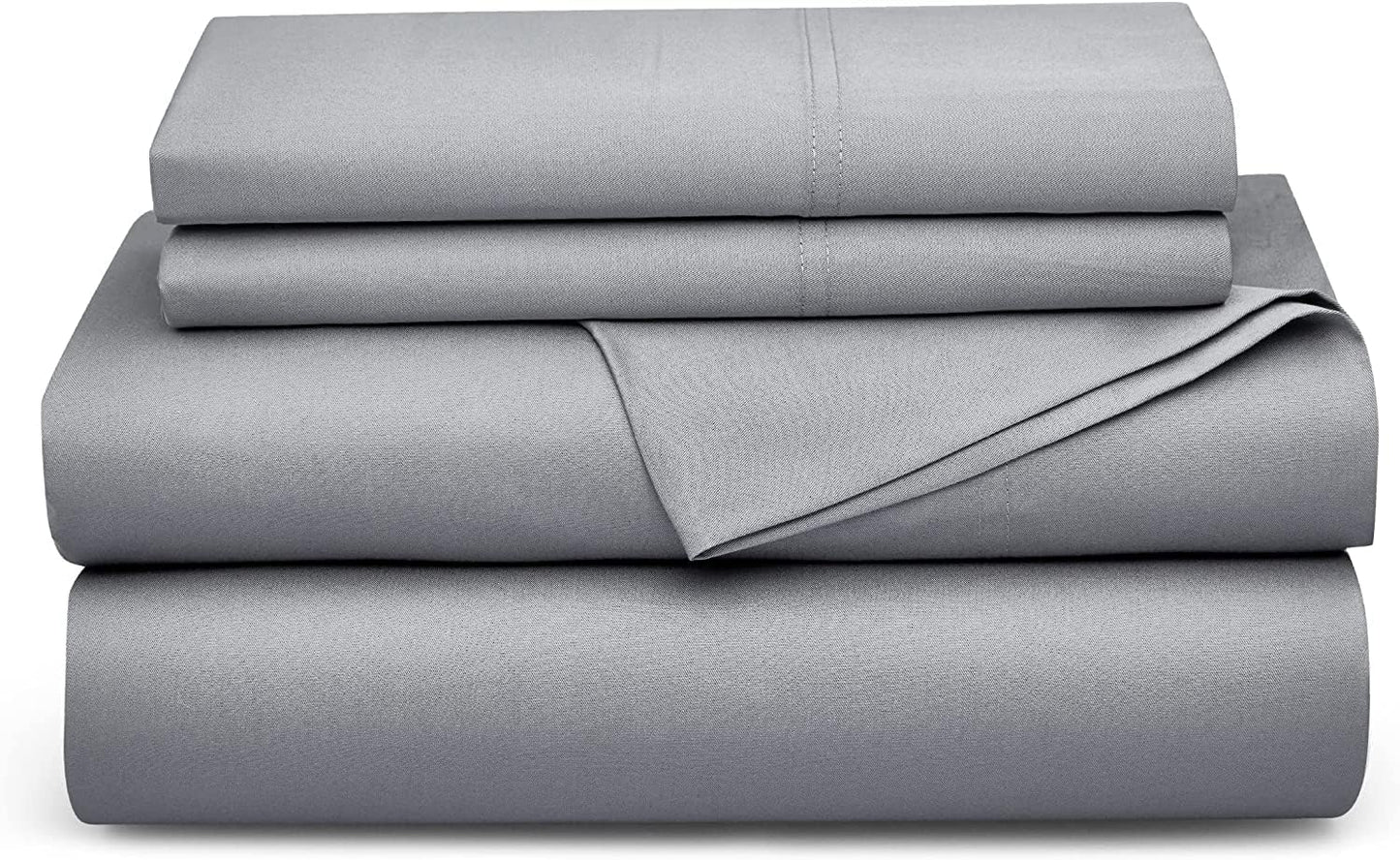 Bedsure King Size Sheet Set, Cooling Sheets King, Rayon Derived from Bamboo, Deep Pocket Up to 16", Breathable & Soft Bed Sheets, Hotel Luxury Silky Bedding Sheets & Pillowcases, Silver Grey