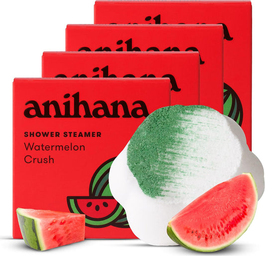 ANIHANA Shower Steamers 4 Pack, Paraben Free, Cruelty Free, Refreshing Watermelon Crush Scent, 1.76 oz Each