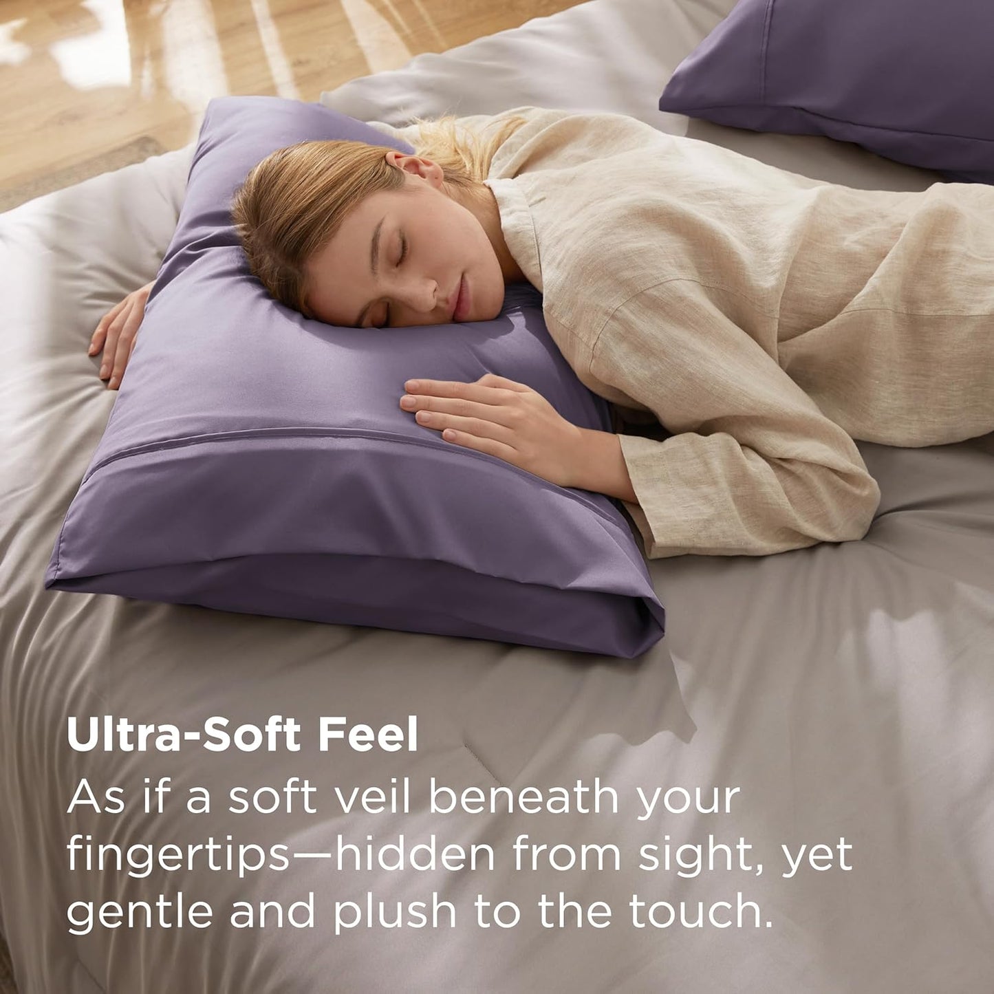 Bedsure Queen Pillow Cases Set of 2 - Grayish Purple Brushed Microfiber Pillowcase 2 Pack, Super Soft and Cozy Pillow Case Covers with Envelope Closure, Wrinkle, Fade and Stain Resistant, 20x30 Inches