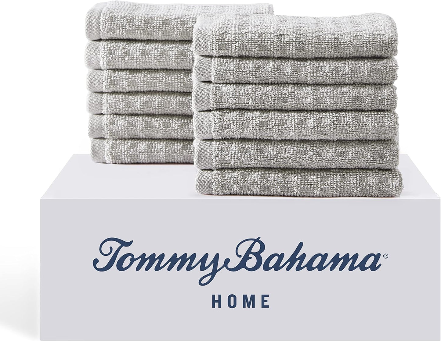 Tommy Bahama - Washcloths, Soft & Absorbent Cotton Towels, Low Linting & Fade Resistant, Oeko-Tex Certified (Northern Pacific Grey, 12 Piece)