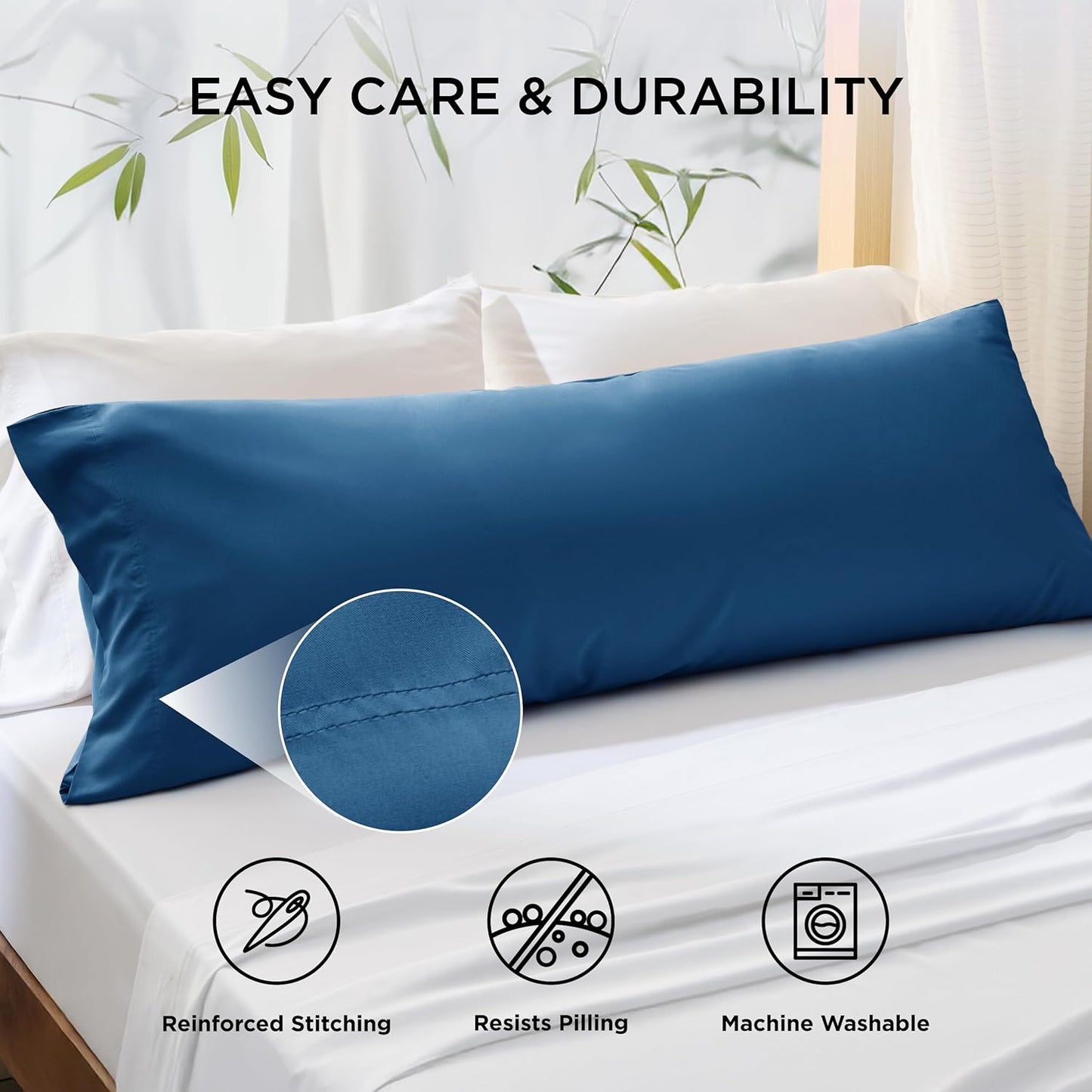 Bedsure Body Pillow Cover - Teal Long Cooling Pillow Cases, 100% Rayon Derived from Bamboo, Cool Body Pillowcase with Envelope Closure for Women, Men, 1 Pack, 20x54 Inches
